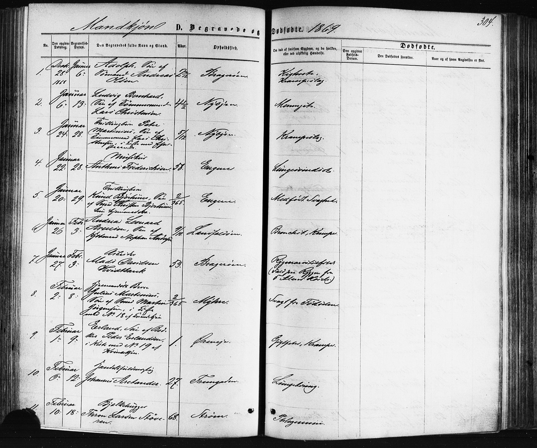 Bragernes kirkebøker, AV/SAKO-A-6/F/Fb/L0004: Parish register (official) no. II 4, 1869-1875, p. 304