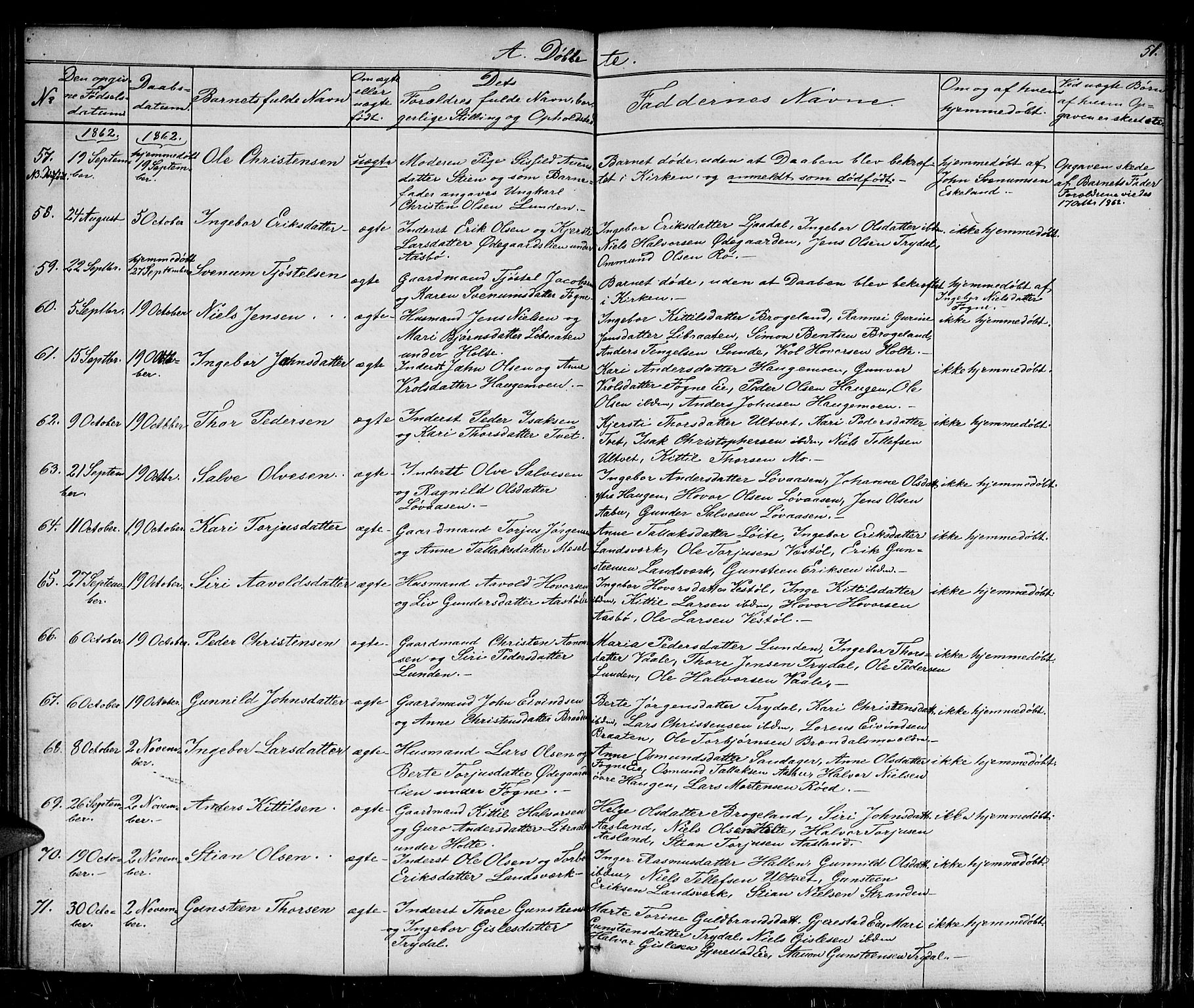 Gjerstad sokneprestkontor, AV/SAK-1111-0014/F/Fb/Fba/L0005: Parish register (copy) no. B 5, 1853-1867, p. 51