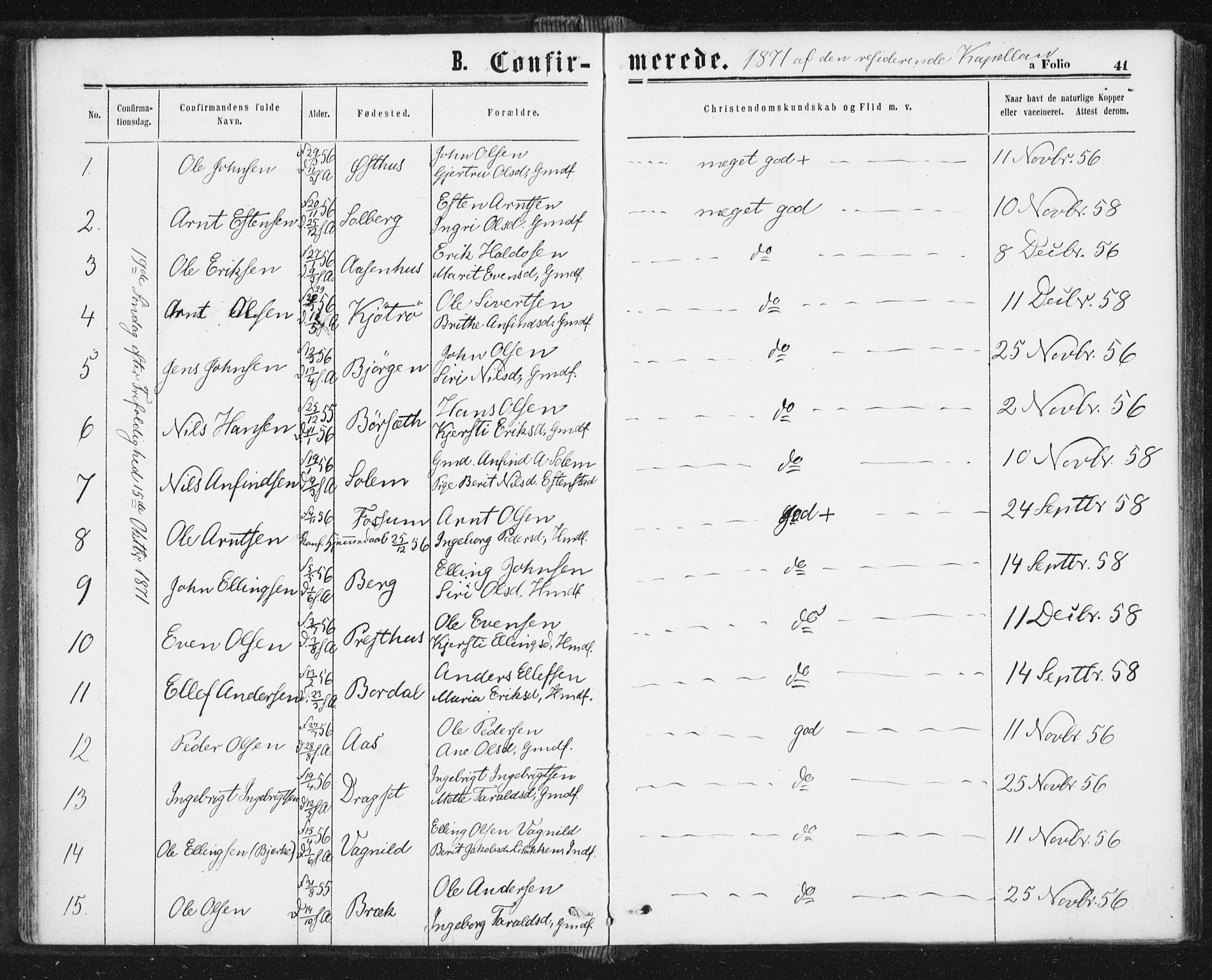 Ministerialprotokoller, klokkerbøker og fødselsregistre - Sør-Trøndelag, SAT/A-1456/689/L1039: Parish register (official) no. 689A04, 1865-1878, p. 41