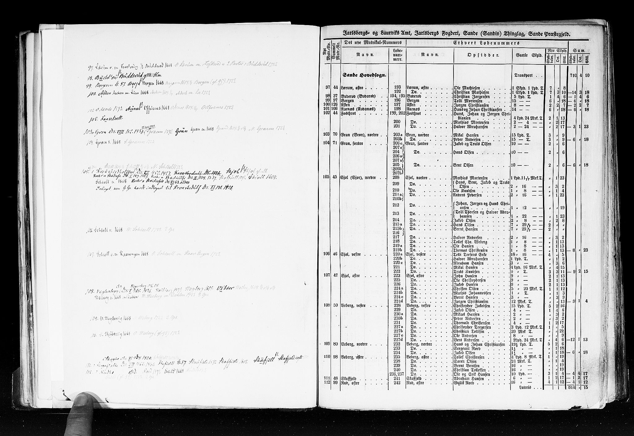 Rygh, RA/PA-0034/F/Fb/L0006: Matrikkelen for 1838 - Jarlsberg og Larviks amt (Vestfold fylke), 1838