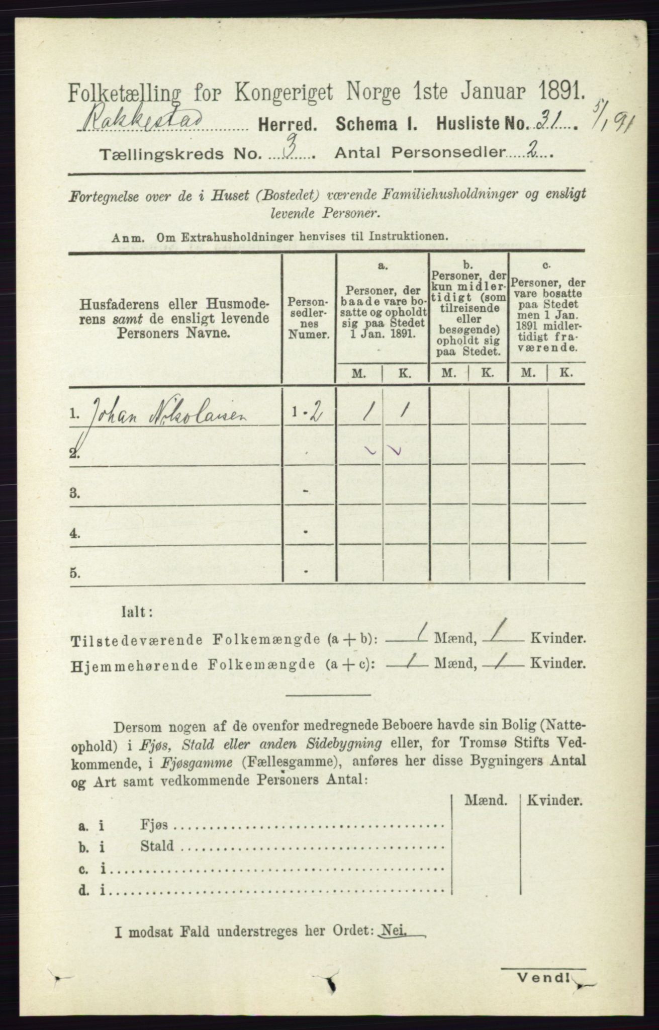 RA, 1891 census for 0128 Rakkestad, 1891, p. 1297