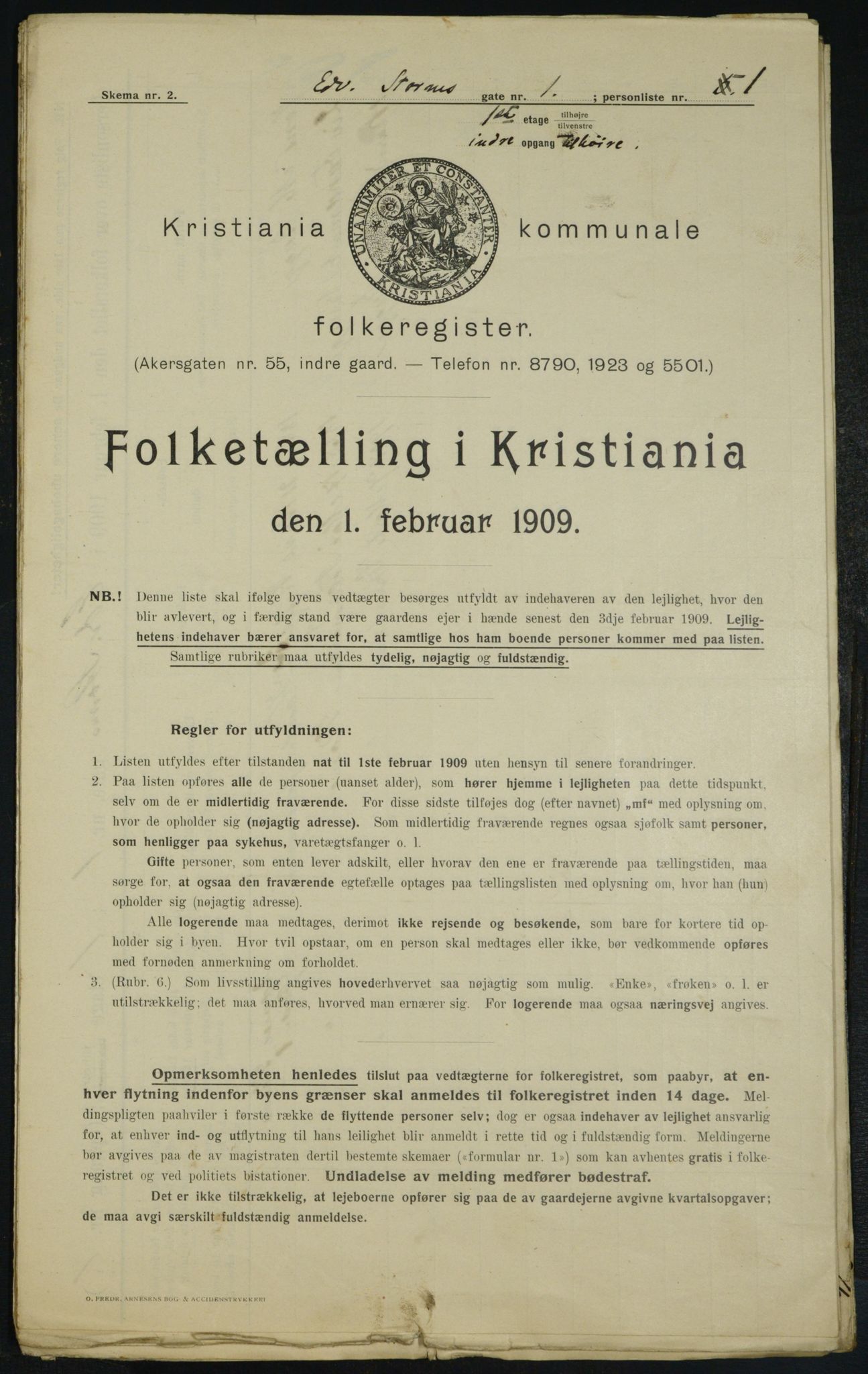 OBA, Municipal Census 1909 for Kristiania, 1909, p. 17061