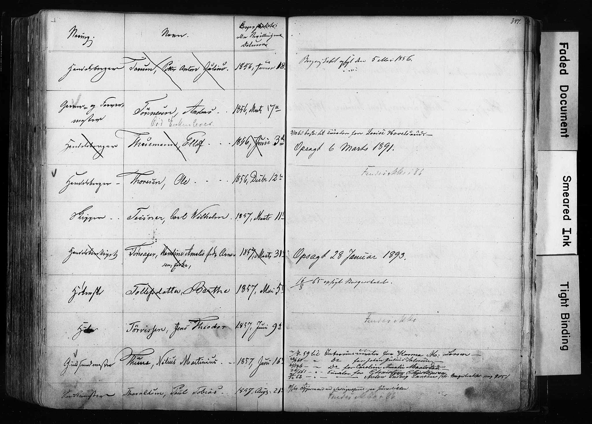 Kristiania magistrat, AV/SAO-A-10711/F/Fb/L0003: Borgerrulle, 1842-1860, p. 350