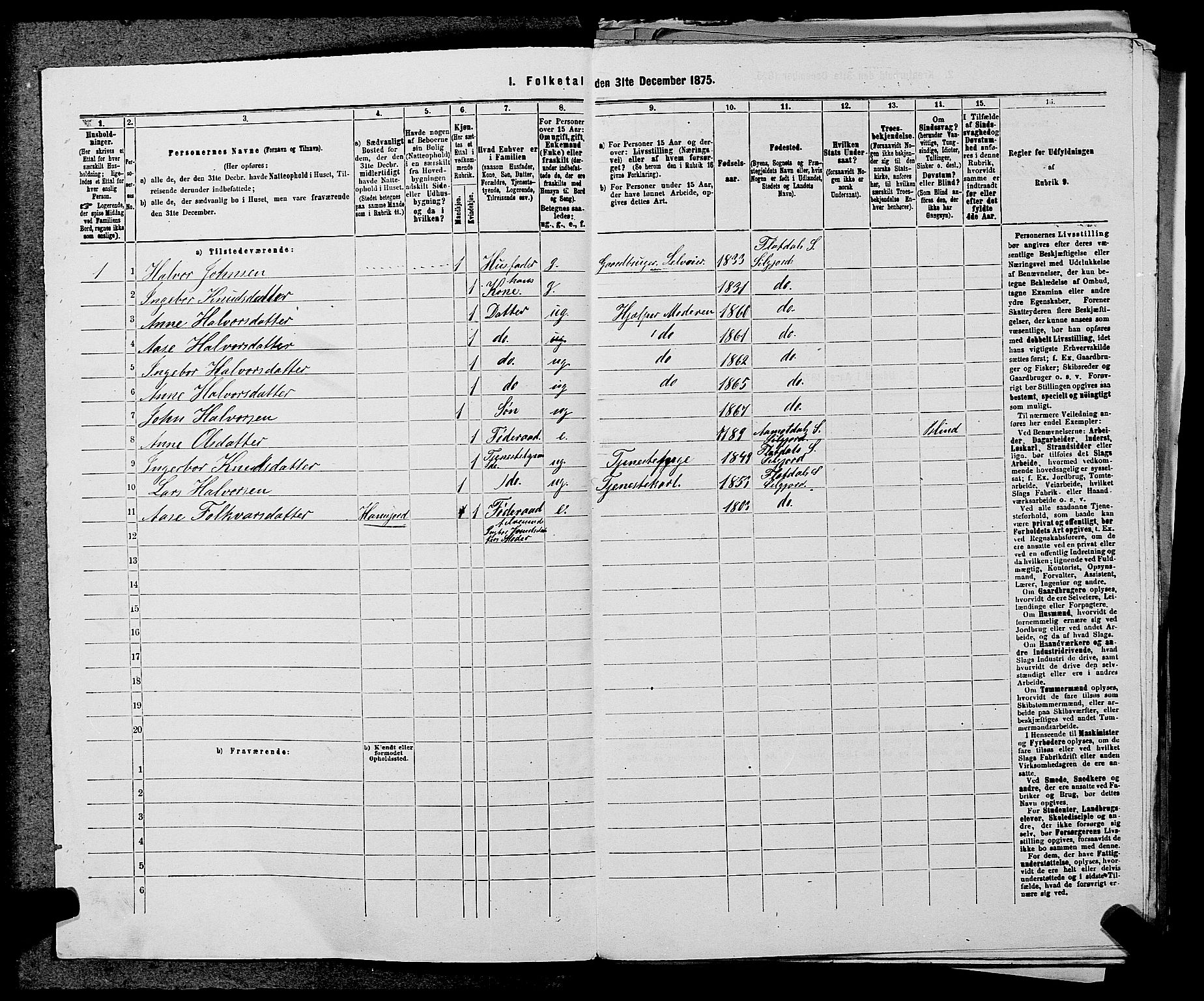 SAKO, 1875 census for 0828P Seljord, 1875, p. 1018