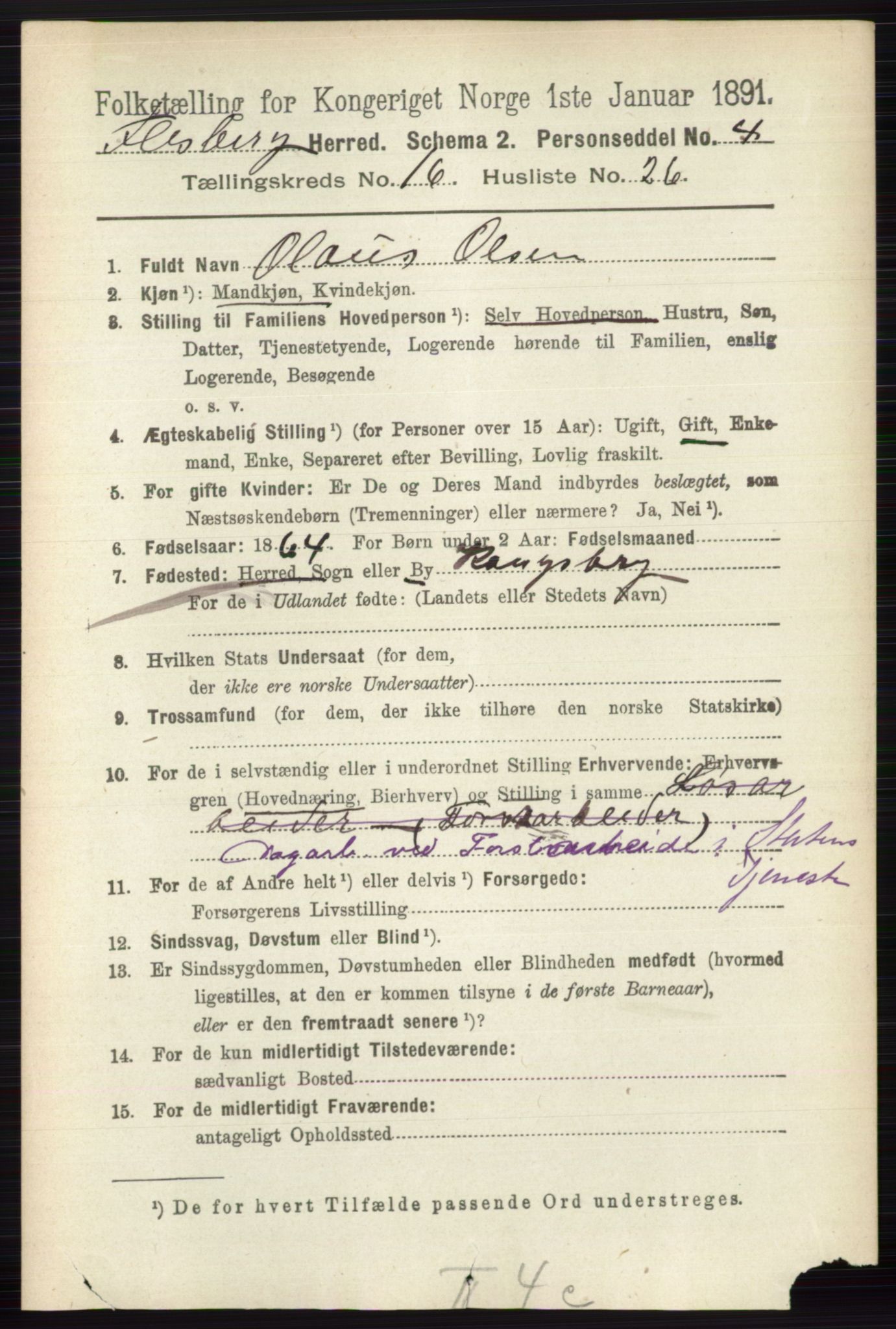 RA, 1891 census for 0631 Flesberg, 1891, p. 2969