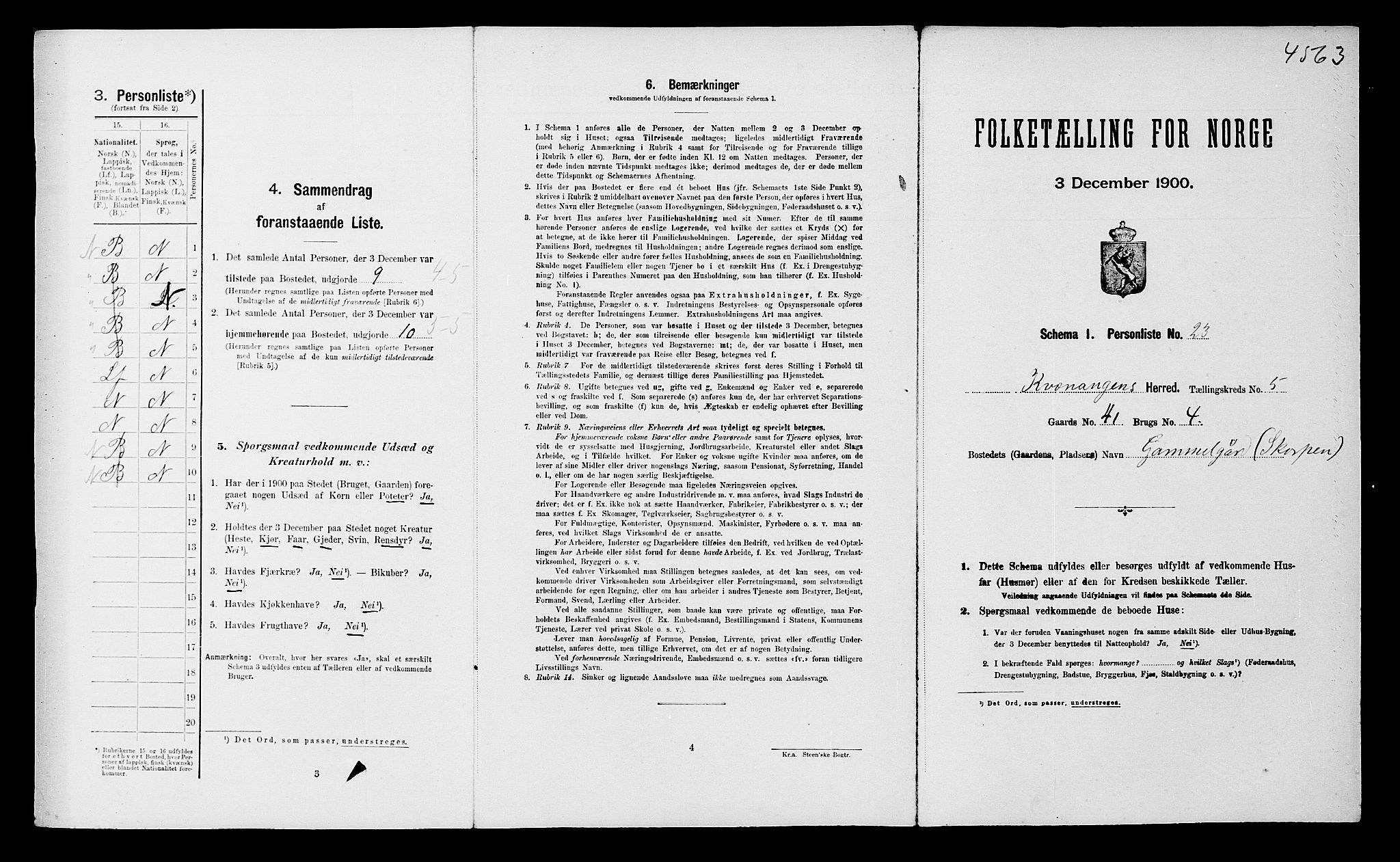 SATØ, 1900 census for Kvænangen, 1900, p. 535