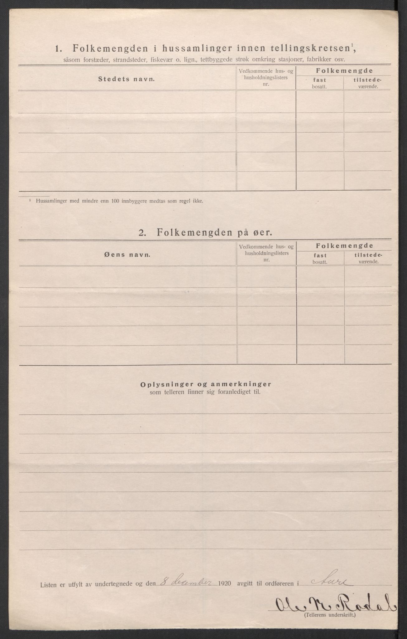 SAT, 1920 census for Aure, 1920, p. 25