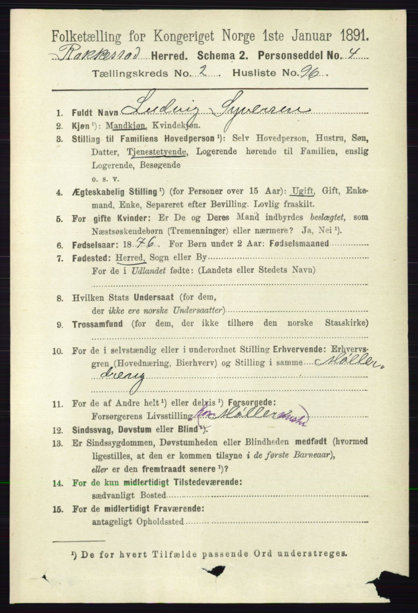 RA, 1891 census for 0128 Rakkestad, 1891, p. 1264