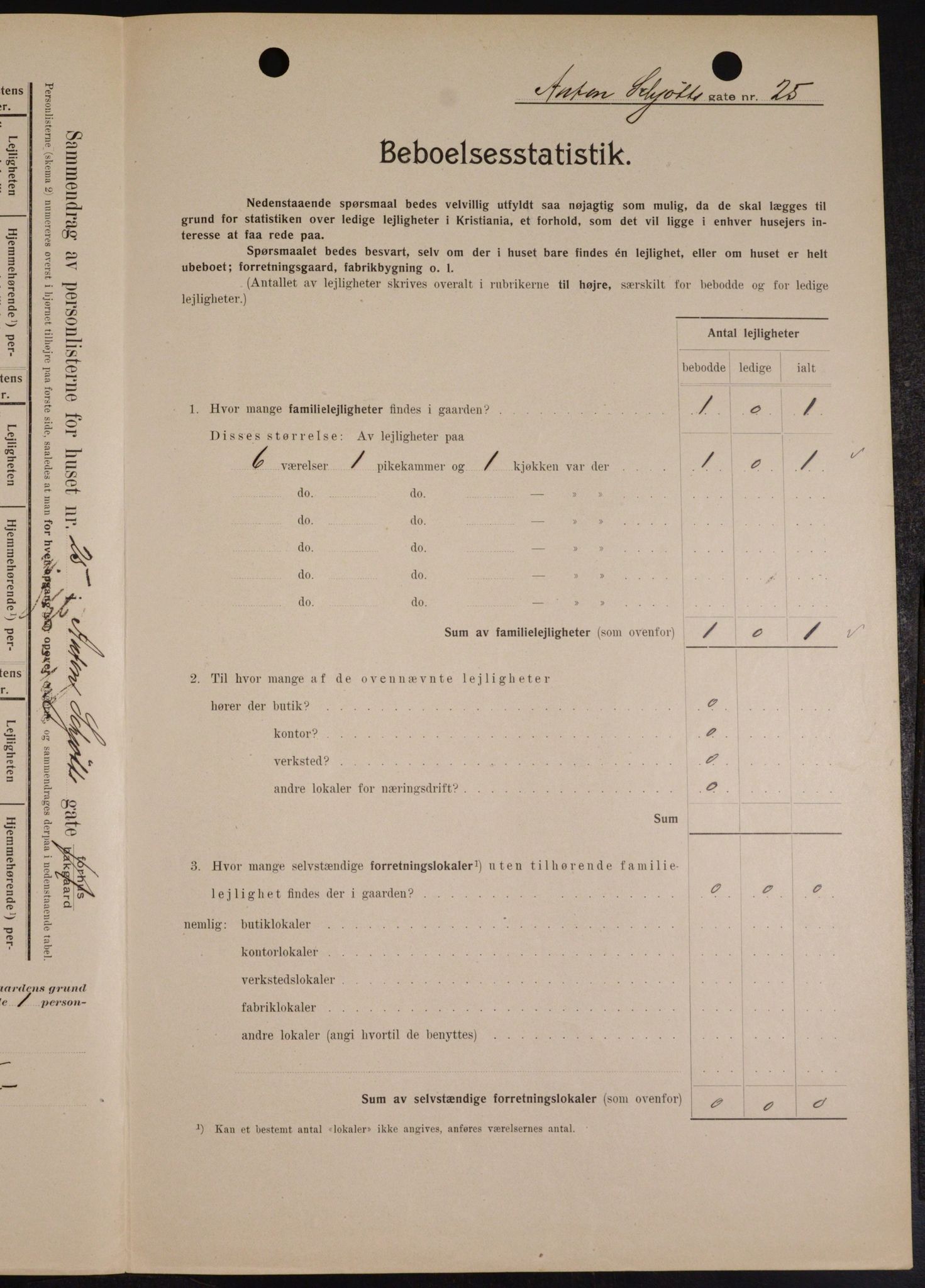 OBA, Municipal Census 1909 for Kristiania, 1909, p. 1347