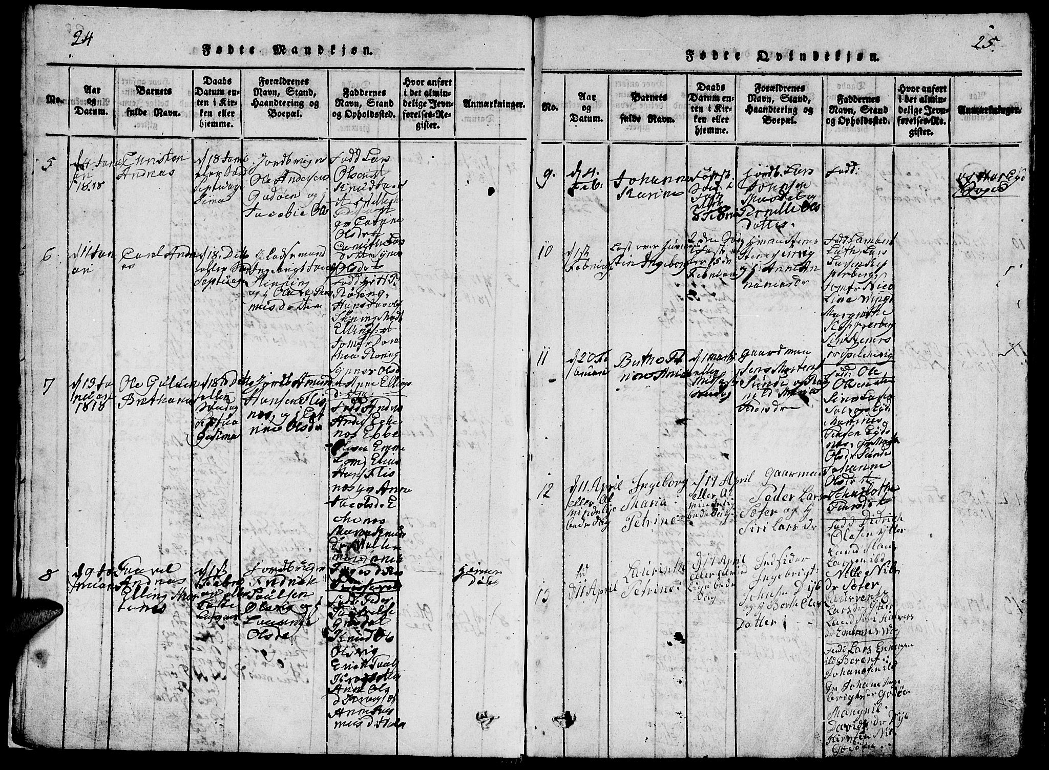 Ministerialprotokoller, klokkerbøker og fødselsregistre - Møre og Romsdal, AV/SAT-A-1454/528/L0423: Parish register (copy) no. 528C04, 1816-1827, p. 24-25