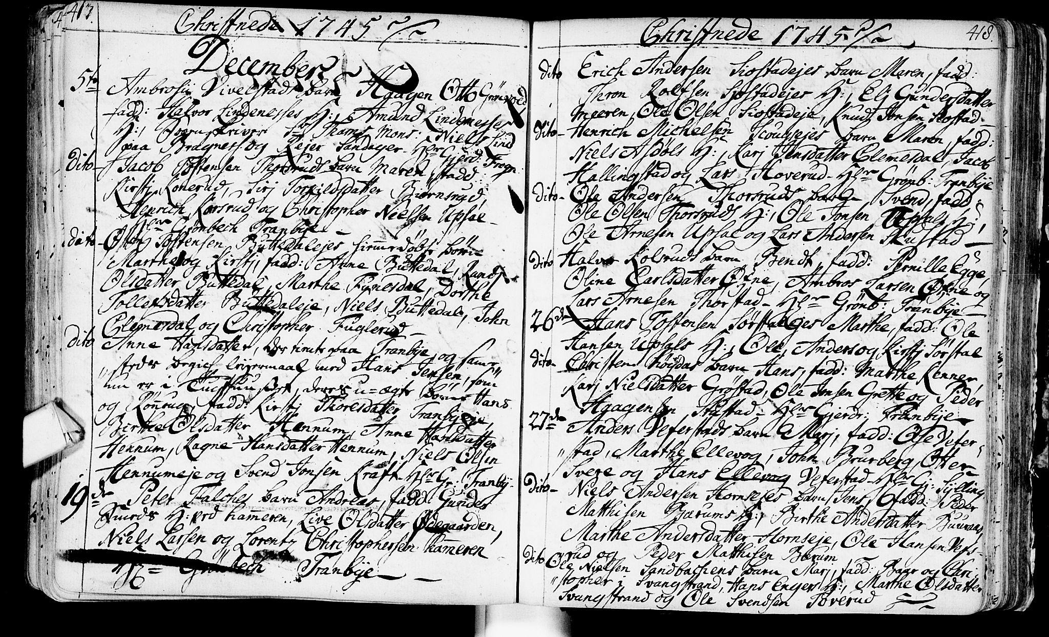 Lier kirkebøker, AV/SAKO-A-230/F/Fa/L0003: Parish register (official) no. I 3, 1727-1748, p. 417-418