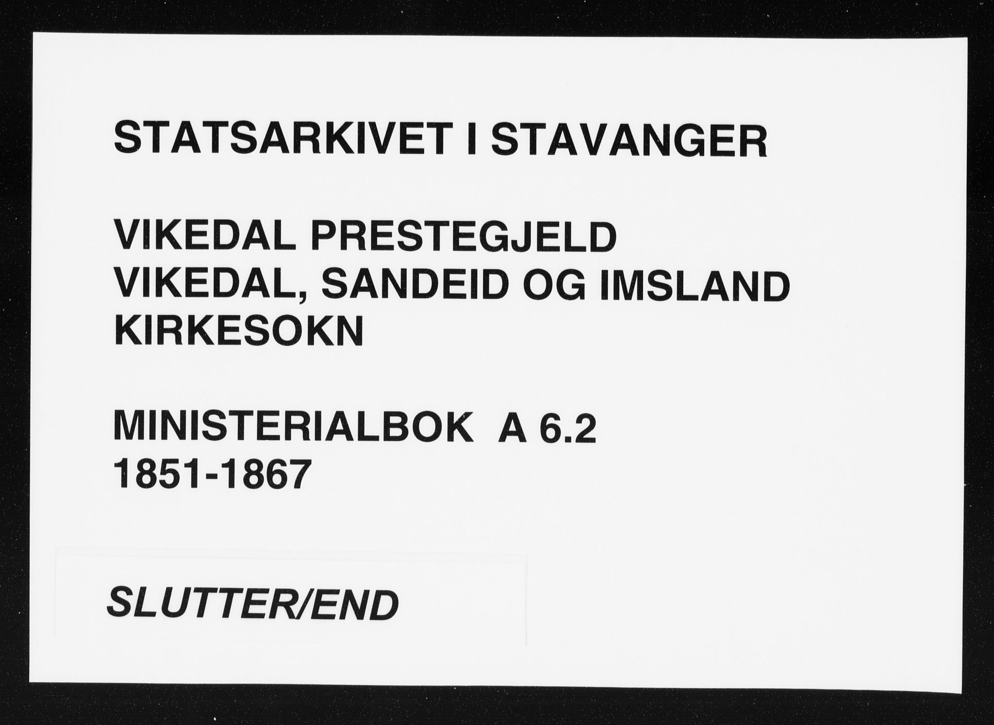 Vikedal sokneprestkontor, SAST/A-101840/01/IV: Parish register (official) no. A 6.2, 1851-1867