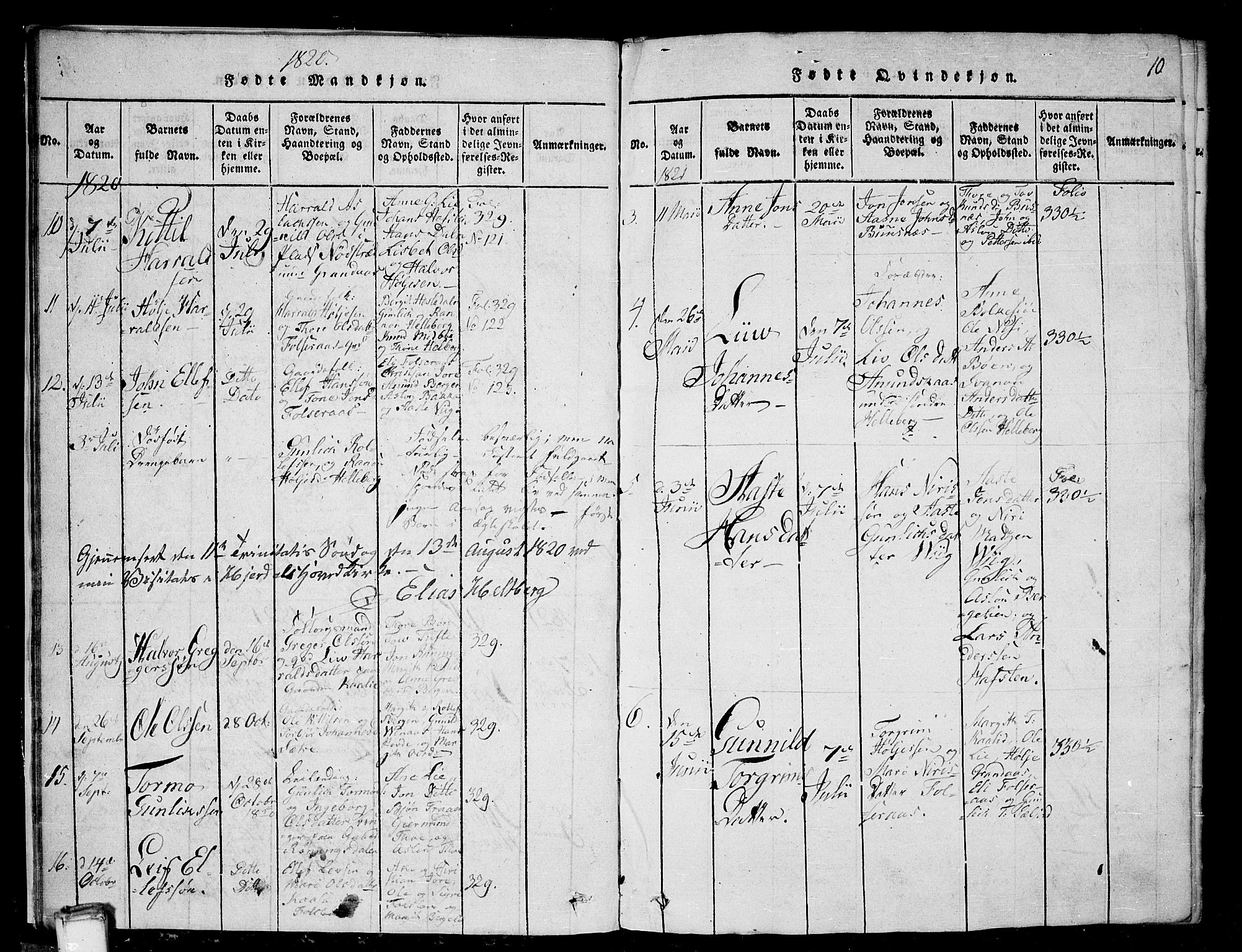 Gransherad kirkebøker, AV/SAKO-A-267/G/Ga/L0001: Parish register (copy) no. I 1, 1815-1842, p. 10