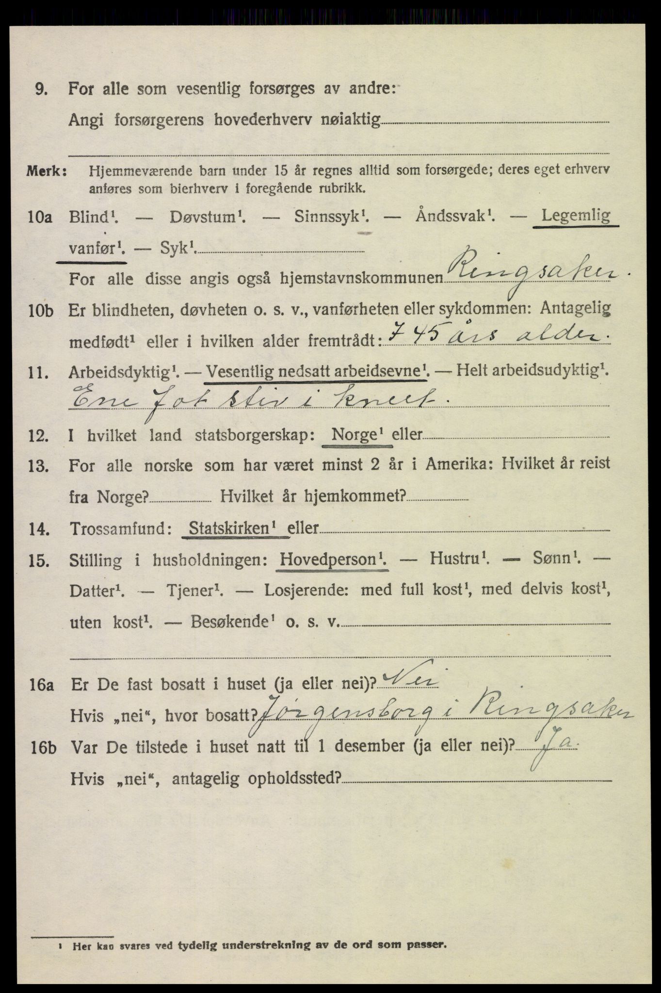 SAH, 1920 census for Ringsaker, 1920, p. 22305