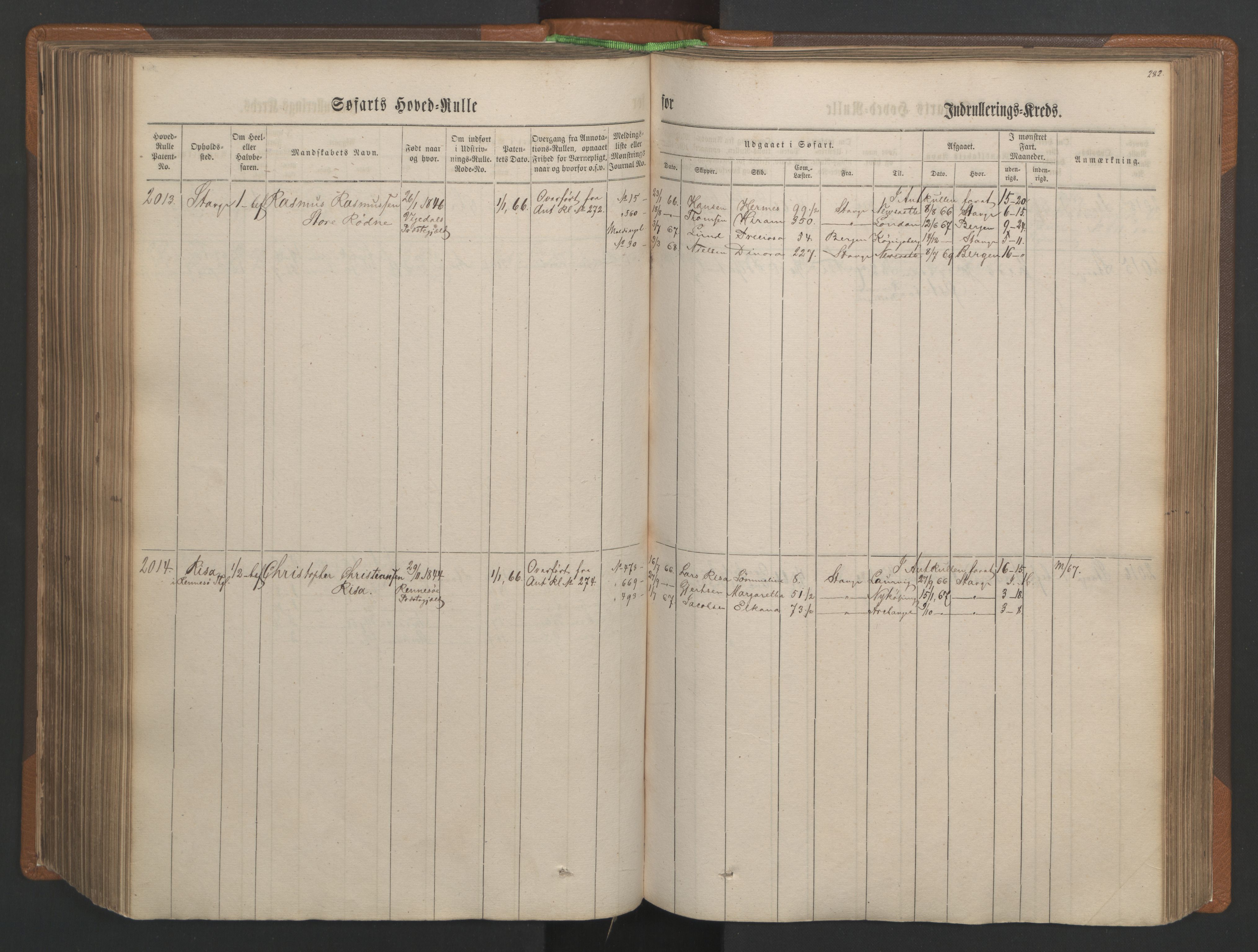 Stavanger sjømannskontor, AV/SAST-A-102006/F/Fb/Fbb/L0003: Sjøfartshovedrulle, patentnr. 1451-2270, 1863, p. 298