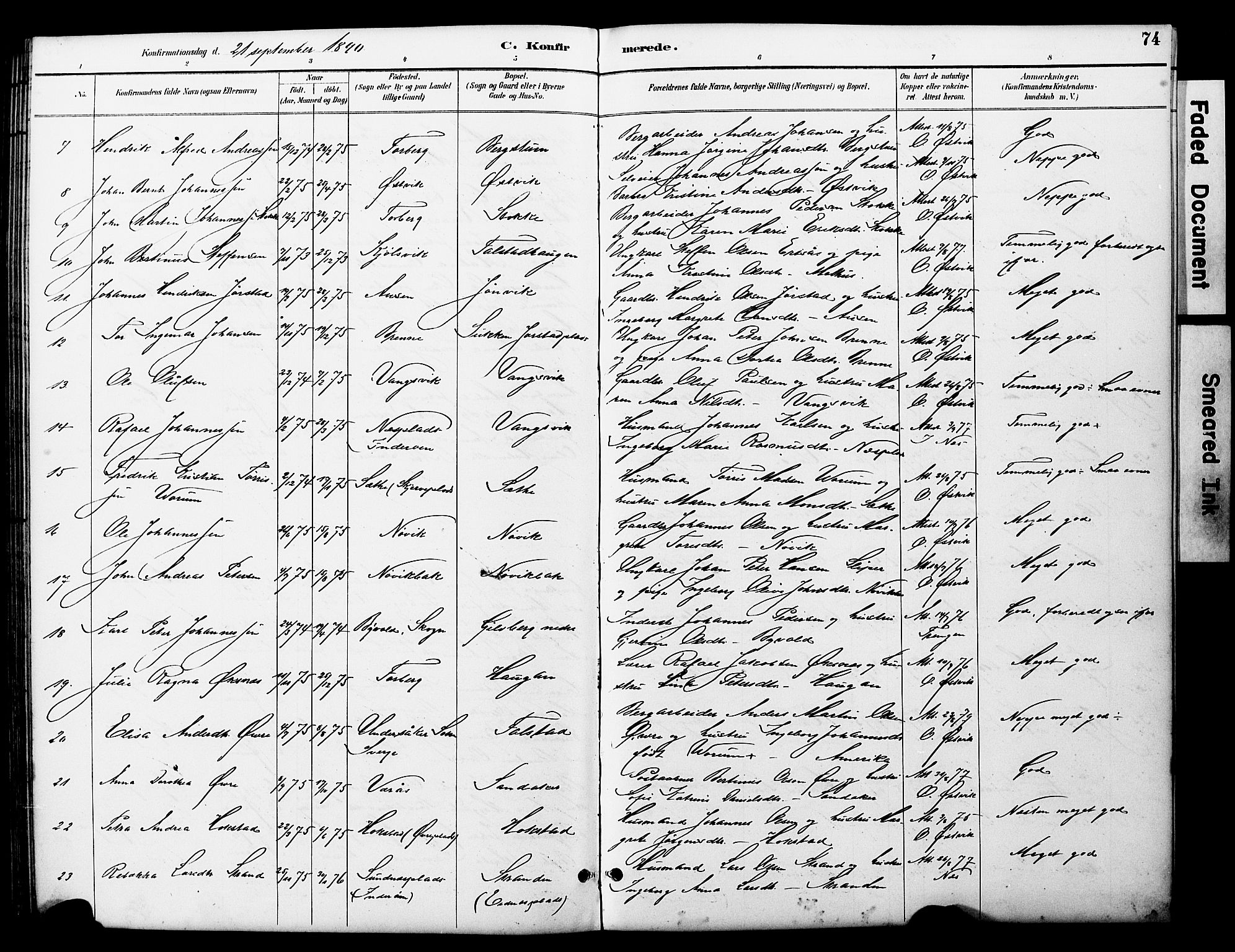 Ministerialprotokoller, klokkerbøker og fødselsregistre - Nord-Trøndelag, SAT/A-1458/722/L0226: Parish register (copy) no. 722C02, 1889-1927, p. 74