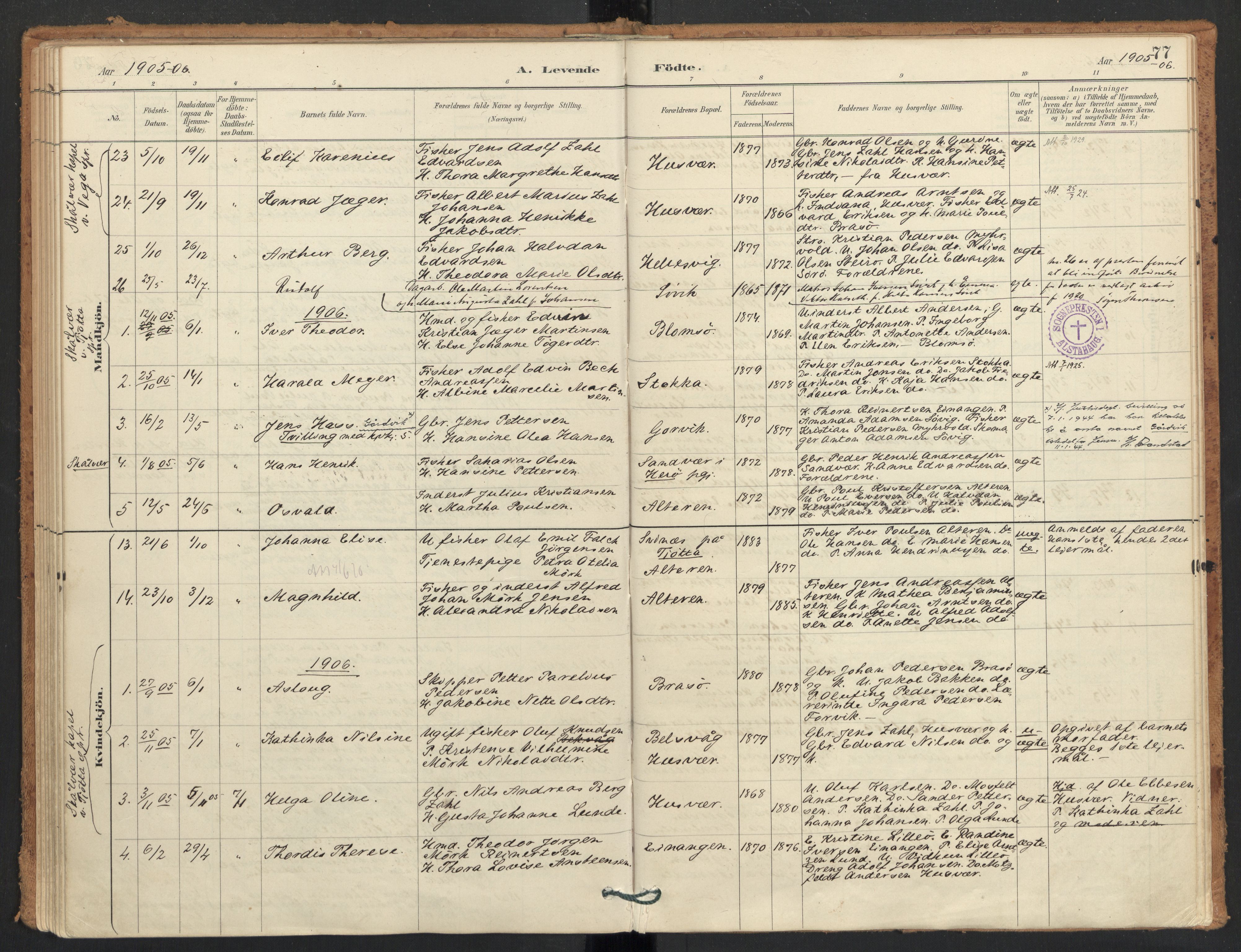 Ministerialprotokoller, klokkerbøker og fødselsregistre - Nordland, SAT/A-1459/830/L0453: Parish register (official) no. 830A17, 1886-1911, p. 77
