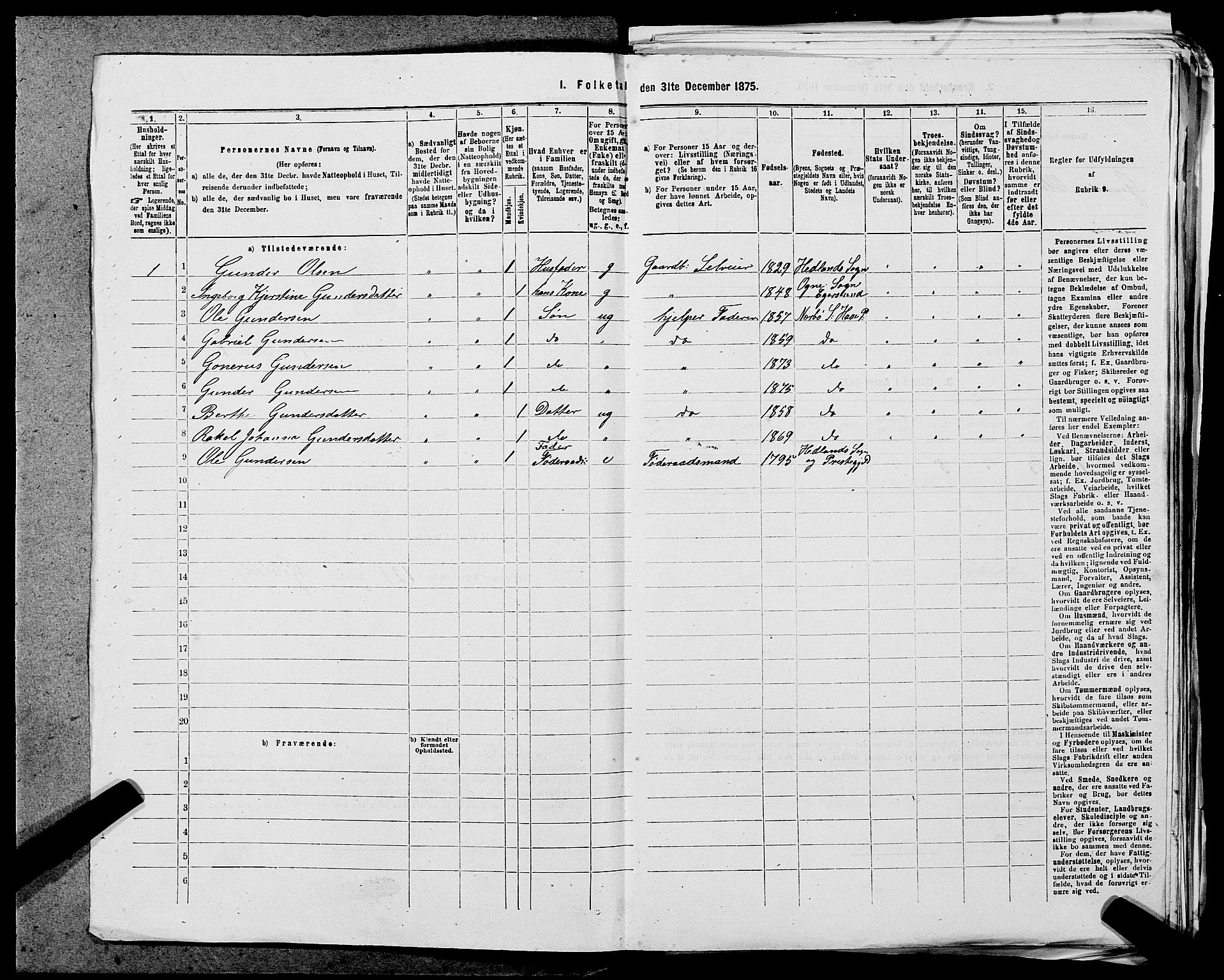 SAST, 1875 census for 1119P Hå, 1875, p. 472