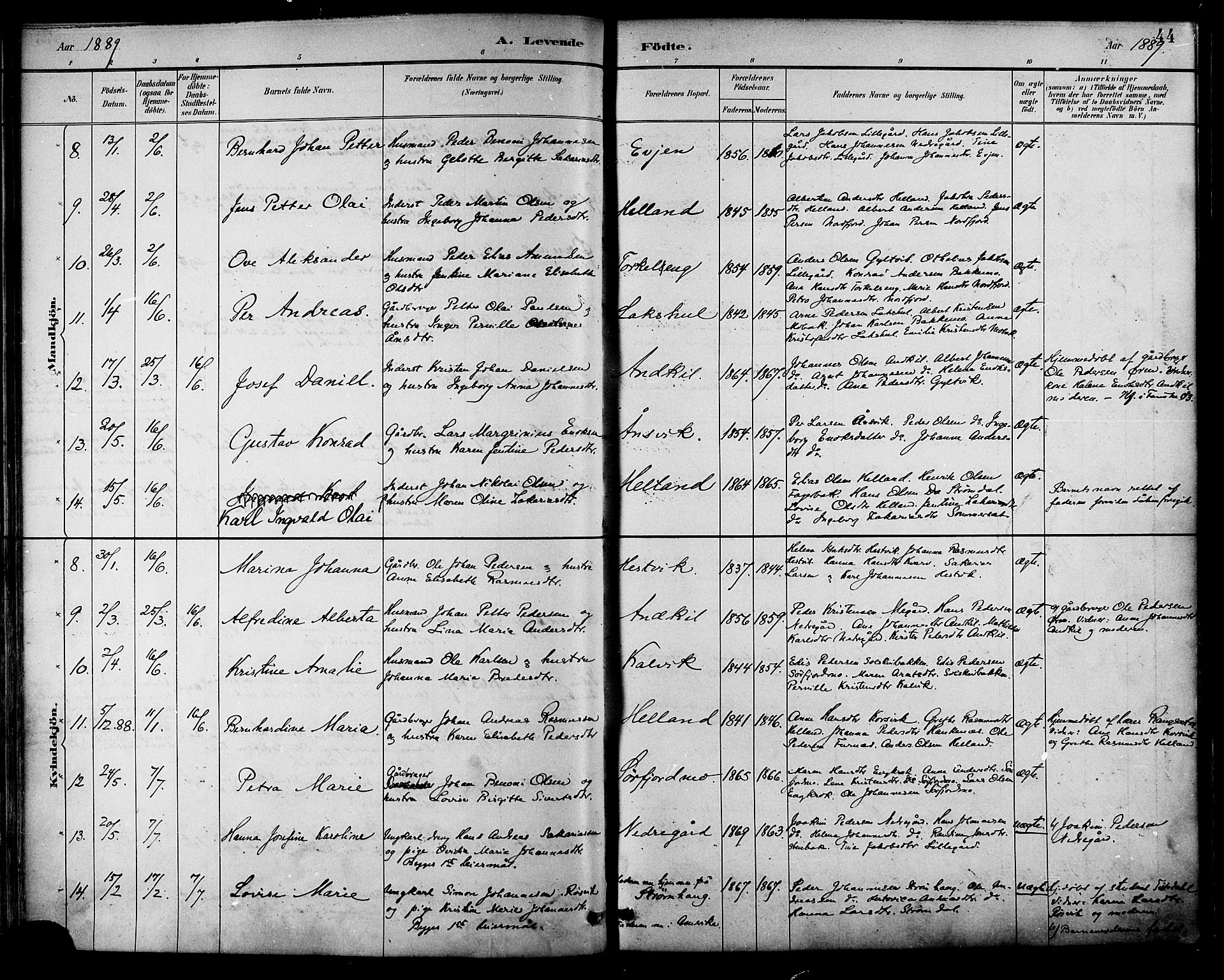 Ministerialprotokoller, klokkerbøker og fødselsregistre - Nordland, AV/SAT-A-1459/854/L0777: Parish register (official) no. 854A01 /1, 1883-1891, p. 44