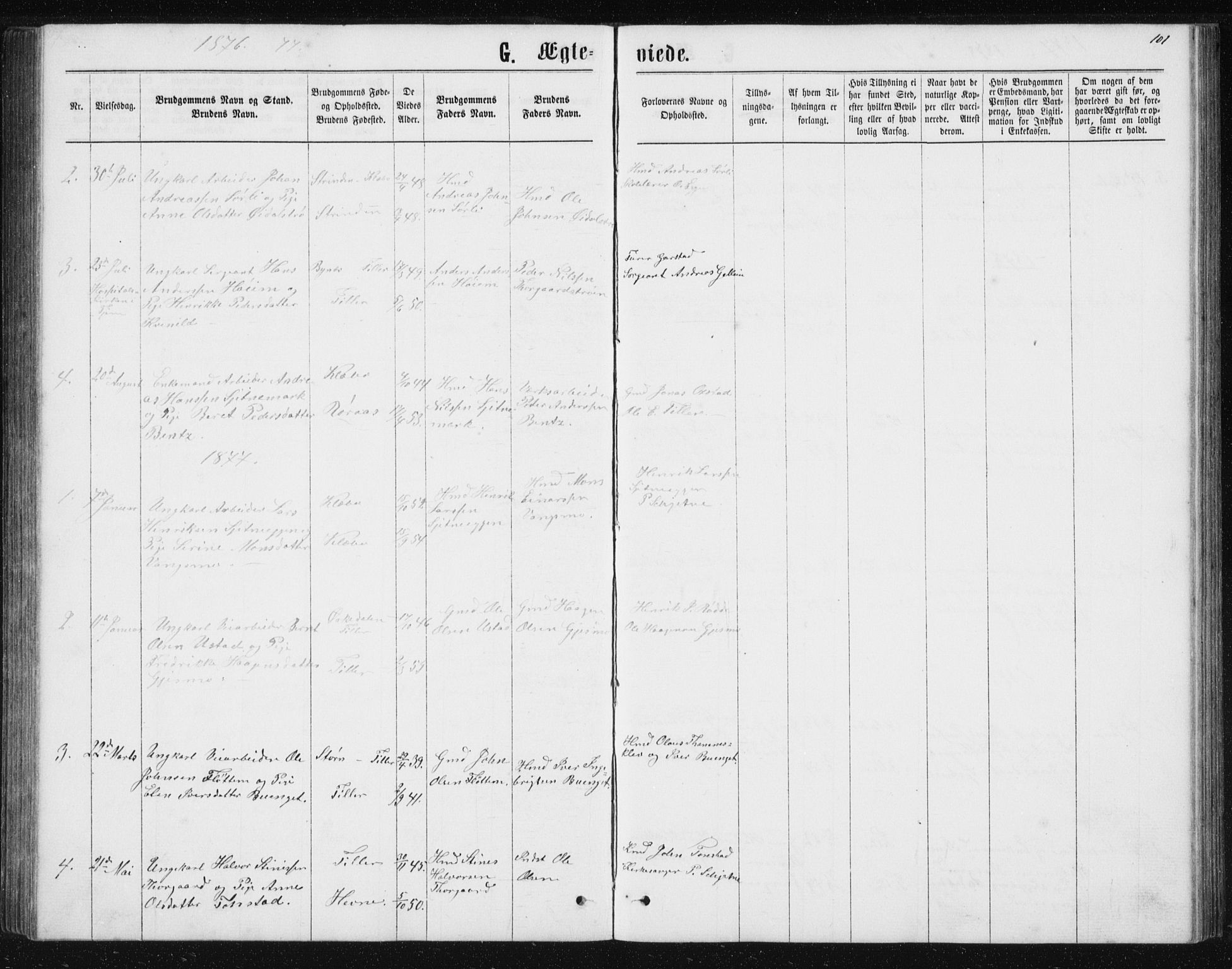 Ministerialprotokoller, klokkerbøker og fødselsregistre - Sør-Trøndelag, SAT/A-1456/621/L0459: Parish register (copy) no. 621C02, 1866-1895, p. 101