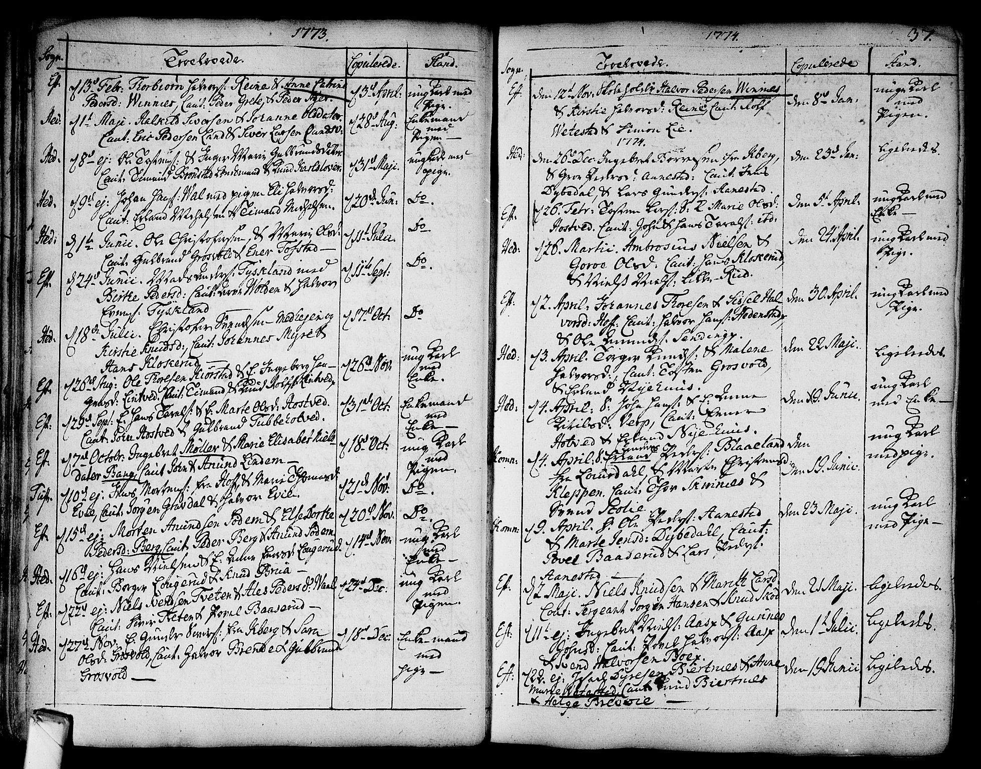 Sandsvær kirkebøker, AV/SAKO-A-244/F/Fa/L0002a: Parish register (official) no. I 2, 1725-1809, p. 37