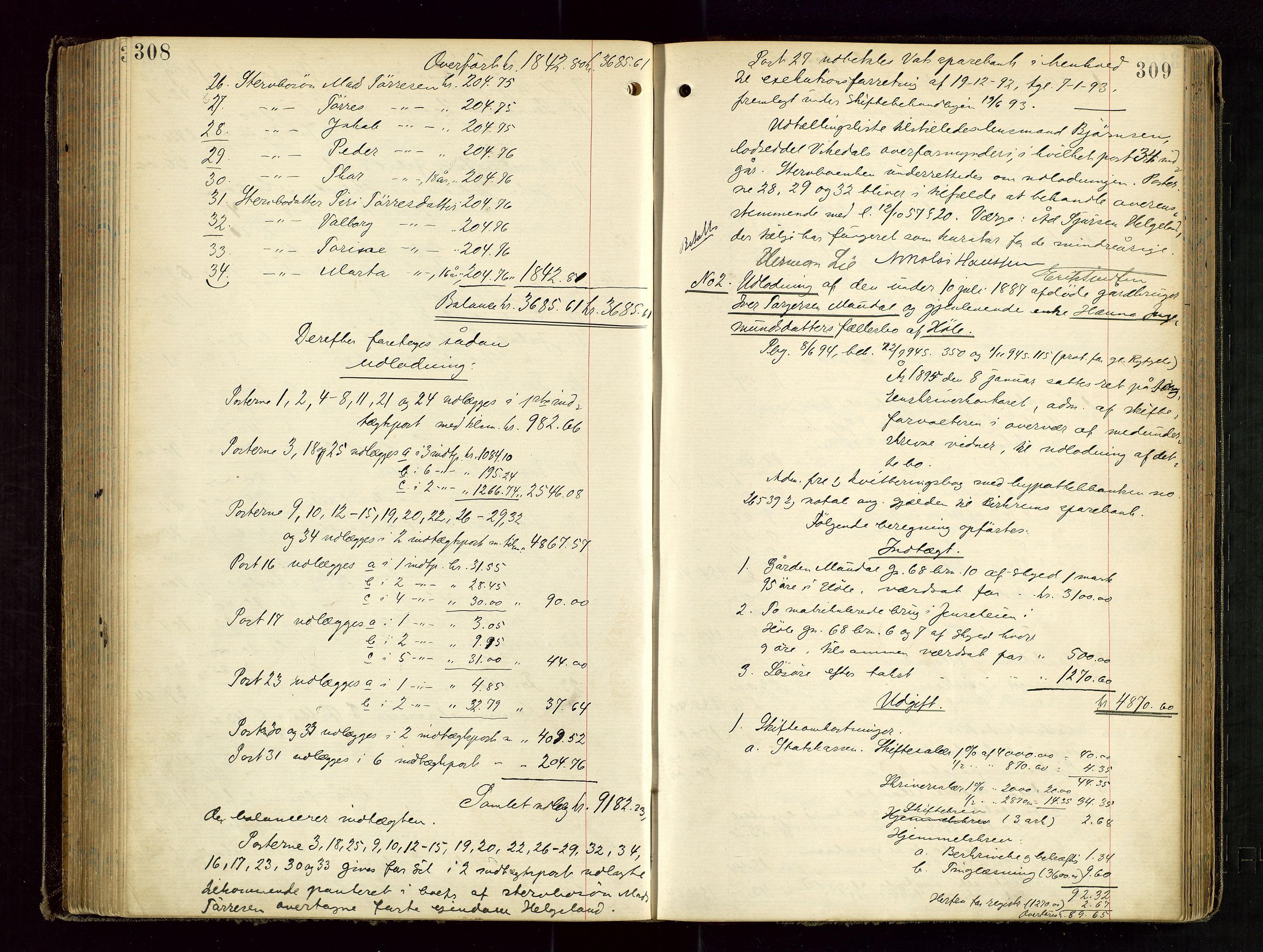 Ryfylke tingrett, AV/SAST-A-100055/001/IV/IVD/L0029: Skifteprotokoll, register i protokollen, 1893-1897, p. 308-309