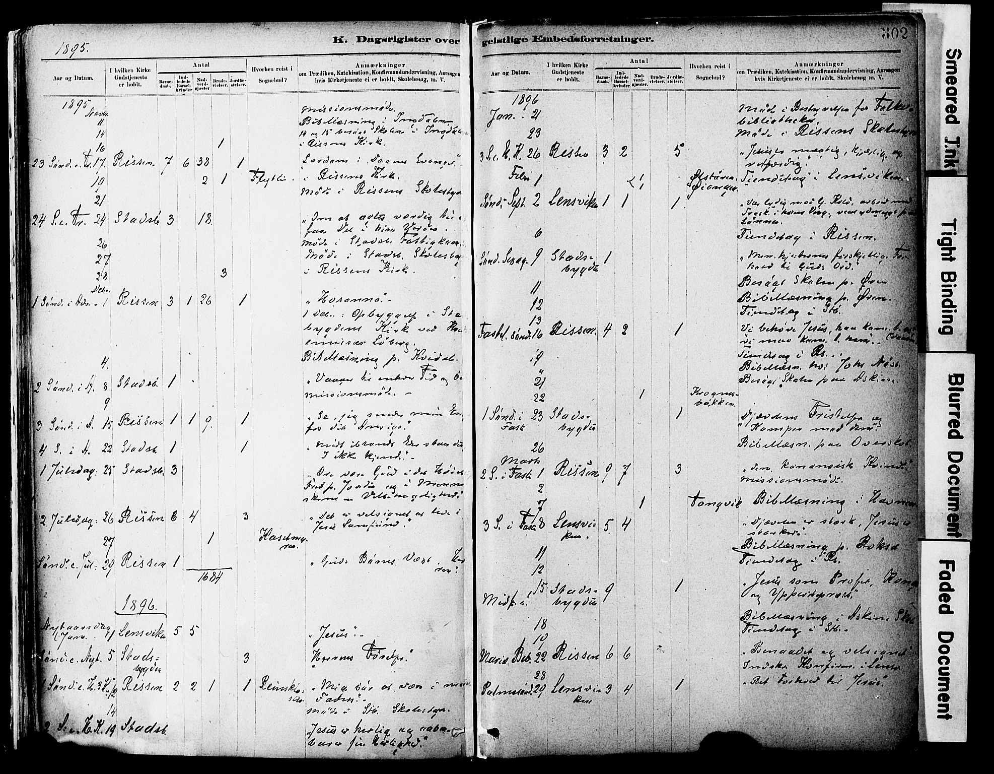 Ministerialprotokoller, klokkerbøker og fødselsregistre - Sør-Trøndelag, SAT/A-1456/646/L0615: Parish register (official) no. 646A13, 1885-1900, p. 302