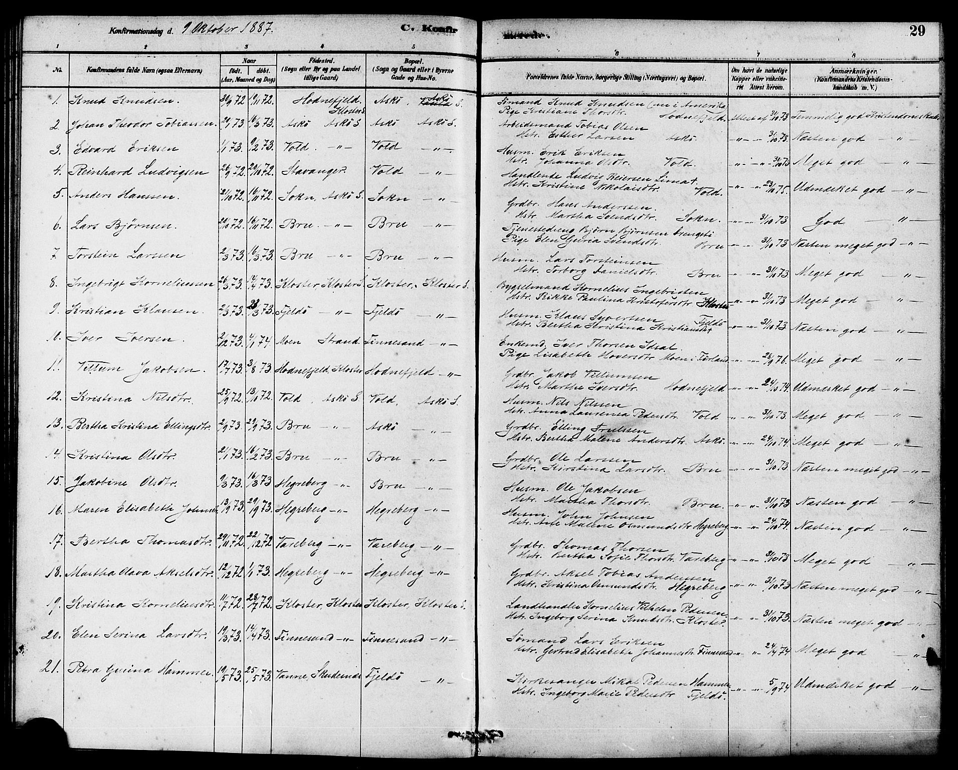 Rennesøy sokneprestkontor, SAST/A -101827/H/Ha/Haa/L0009: Parish register (official) no. A 9, 1878-1890, p. 29