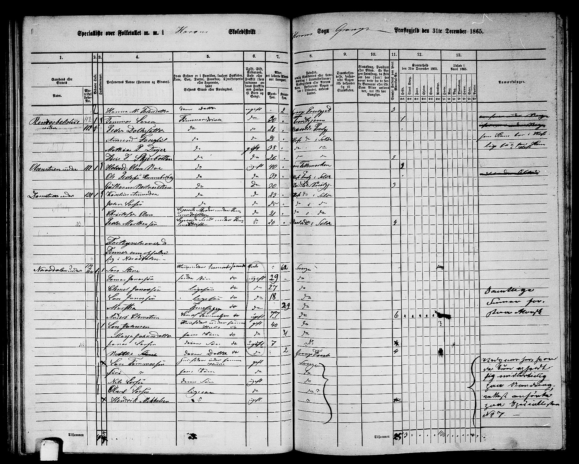 RA, 1865 census for Grong, 1865, p. 106