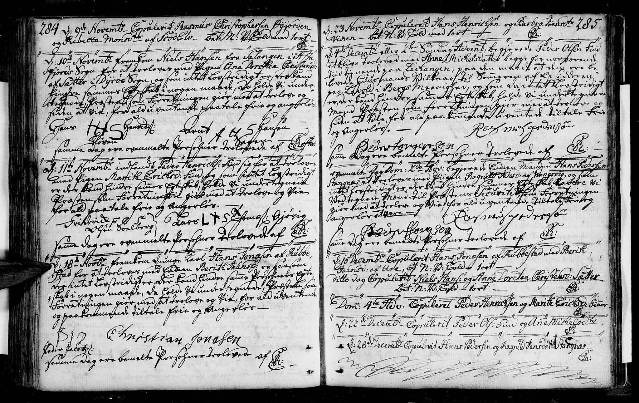 Tranøy sokneprestkontor, SATØ/S-1313/I/Ia/Iaa/L0001kirke: Parish register (official) no. 1, 1757-1773, p. 284-285