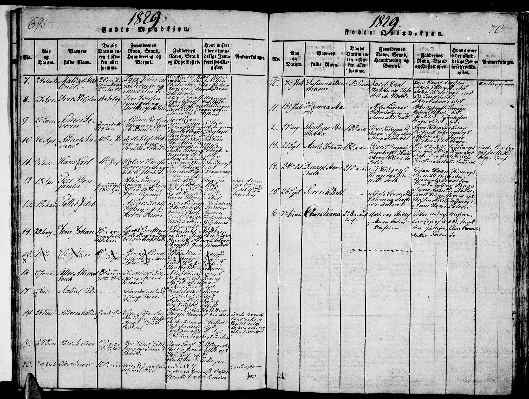 Ministerialprotokoller, klokkerbøker og fødselsregistre - Nordland, AV/SAT-A-1459/834/L0510: Parish register (copy) no. 834C01, 1820-1847, p. 69-70