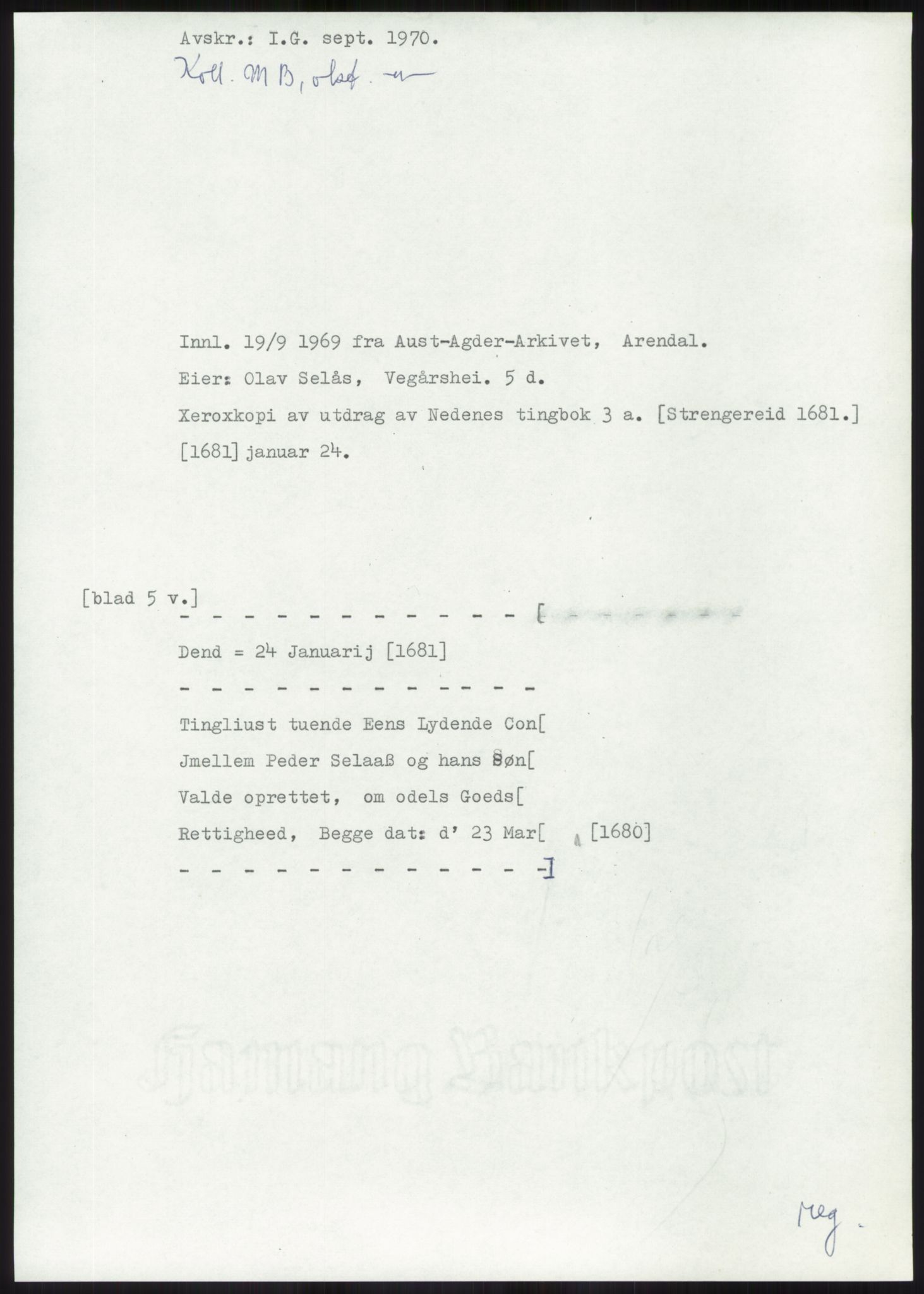 Samlinger til kildeutgivelse, Diplomavskriftsamlingen, AV/RA-EA-4053/H/Ha, p. 1973