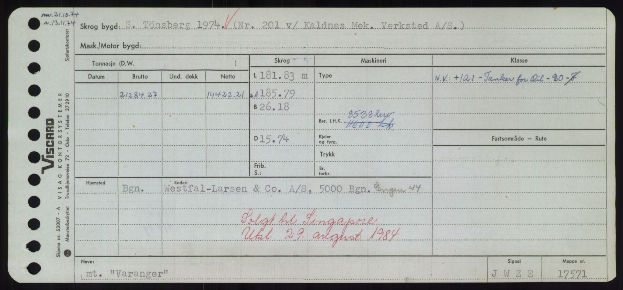 Sjøfartsdirektoratet med forløpere, Skipsmålingen, RA/S-1627/H/Hd/L0040: Fartøy, U-Ve, p. 305