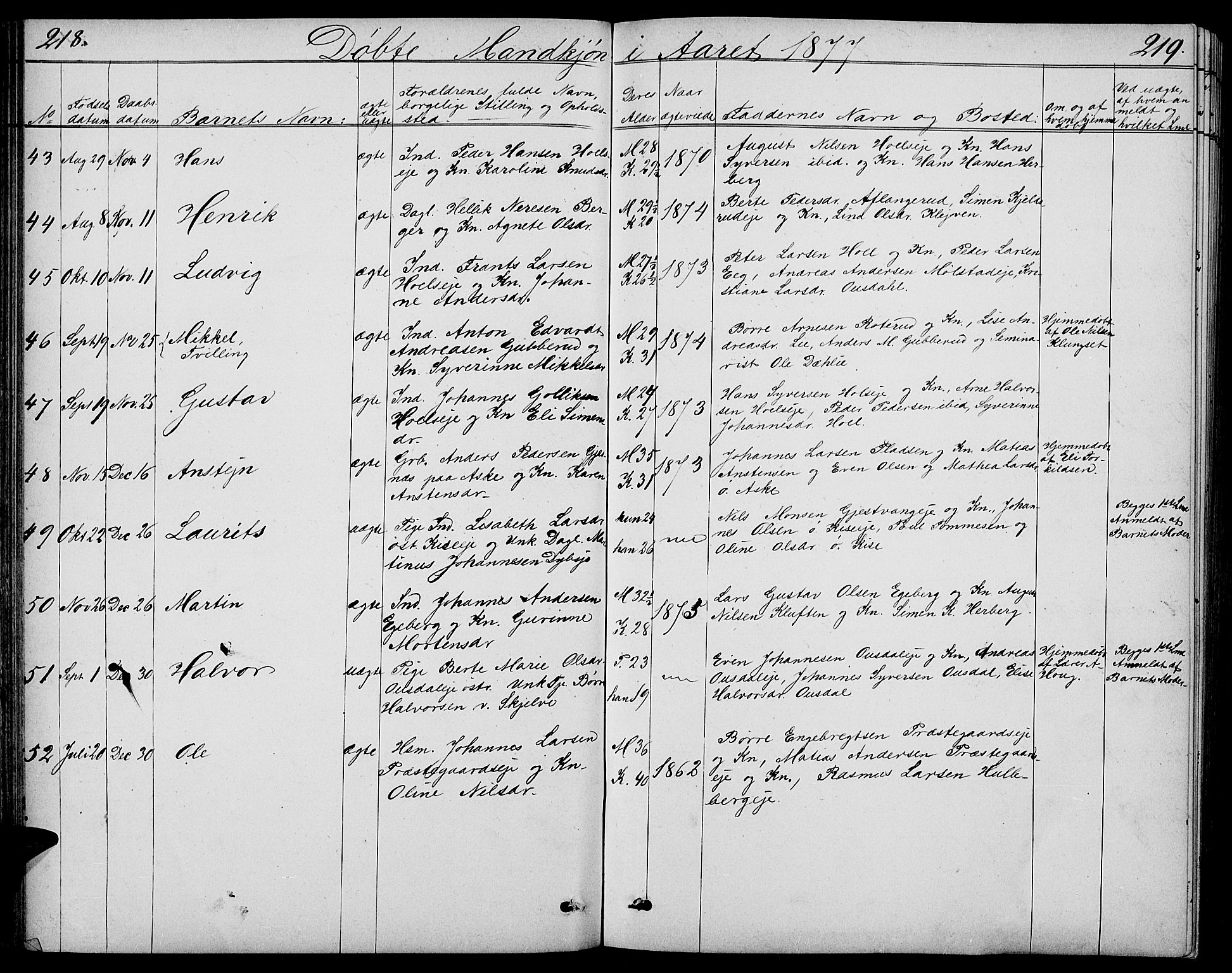 Nes prestekontor, Hedmark, AV/SAH-PREST-020/L/La/L0005: Parish register (copy) no. 5, 1852-1889, p. 218-219