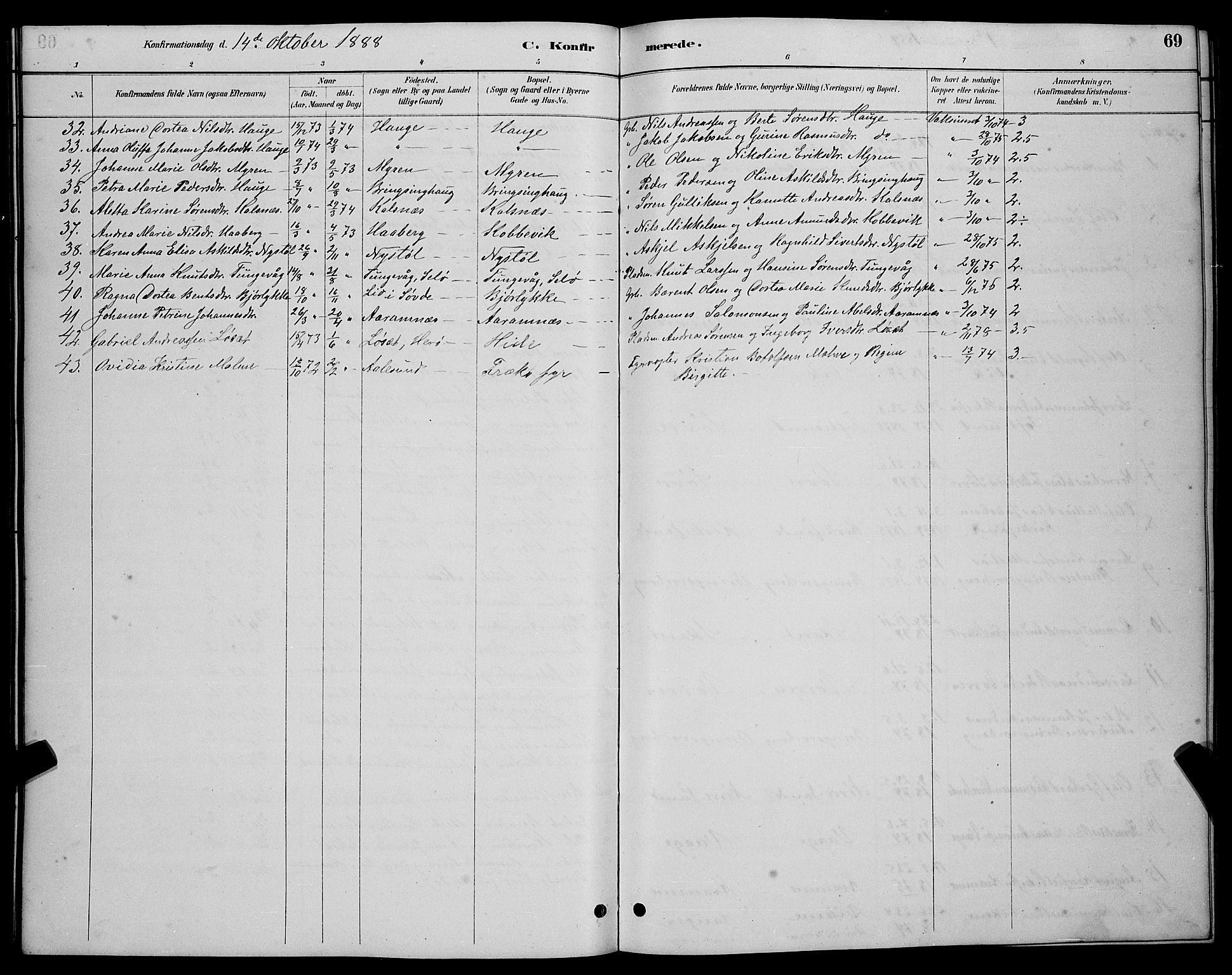 Ministerialprotokoller, klokkerbøker og fødselsregistre - Møre og Romsdal, AV/SAT-A-1454/503/L0048: Parish register (copy) no. 503C03, 1885-1893, p. 69