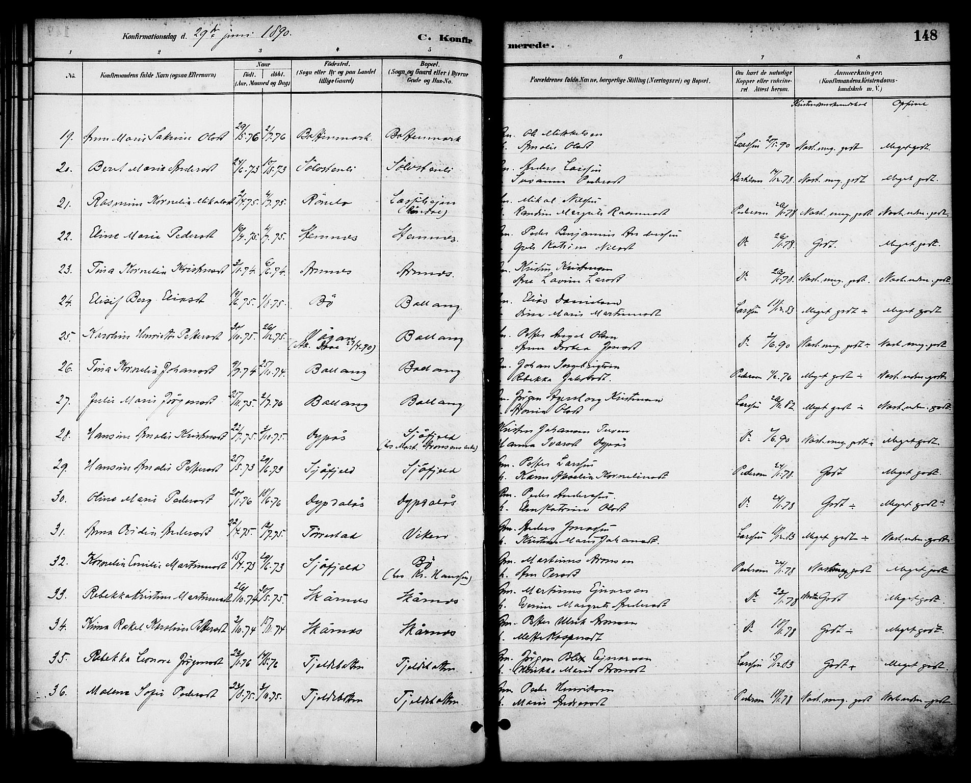 Ministerialprotokoller, klokkerbøker og fødselsregistre - Nordland, AV/SAT-A-1459/863/L0898: Parish register (official) no. 863A10, 1886-1897, p. 148