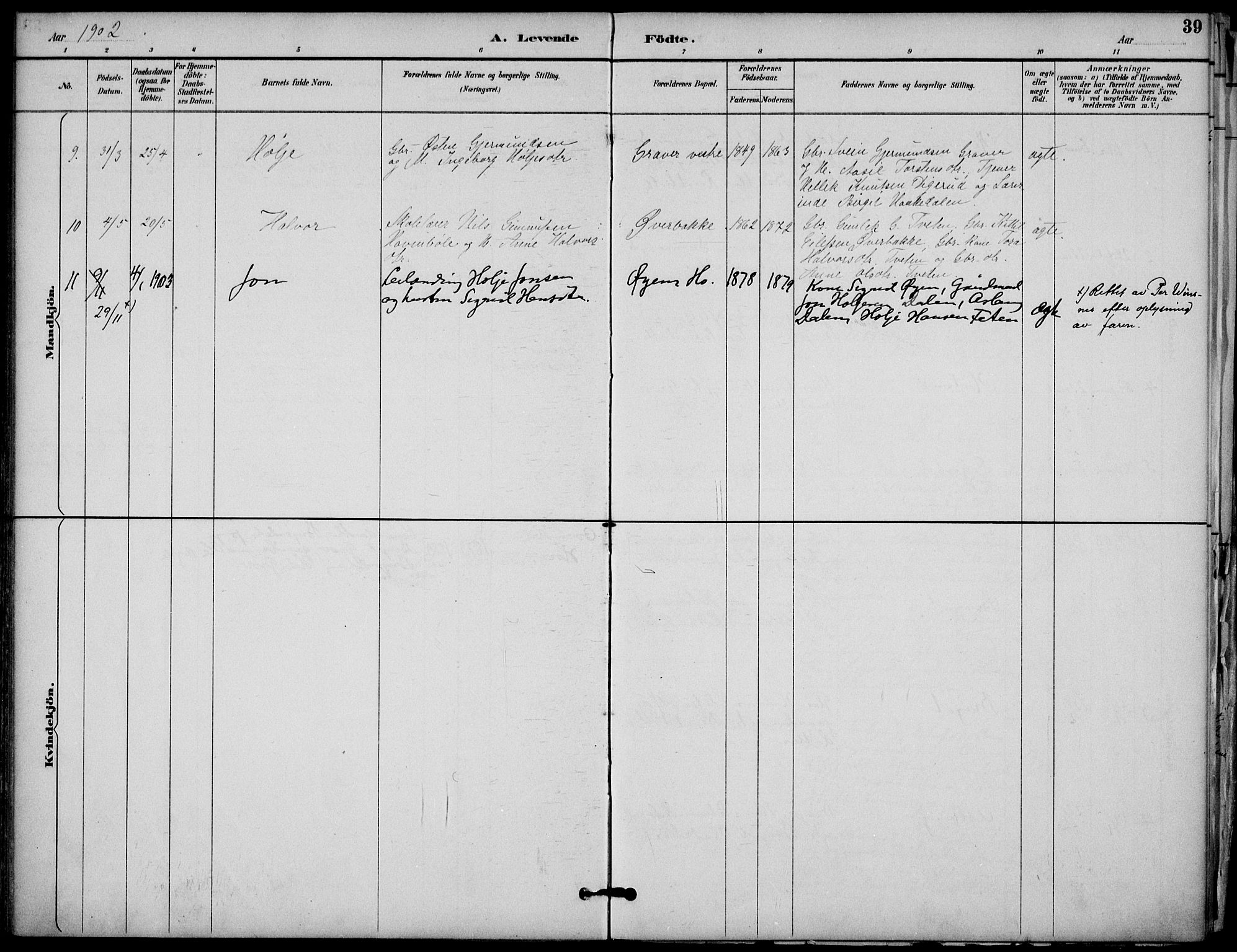 Gransherad kirkebøker, AV/SAKO-A-267/F/Fb/L0005: Parish register (official) no. II 5, 1887-1916, p. 39