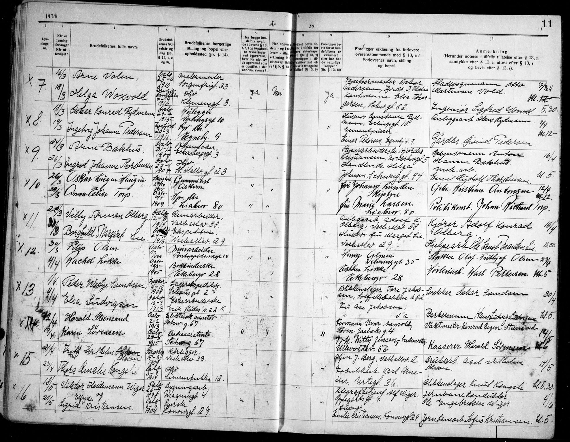Gamlebyen prestekontor Kirkebøker, AV/SAO-A-10884/H/Ha/L0003: Banns register no. 3, 1936-1959, p. 11