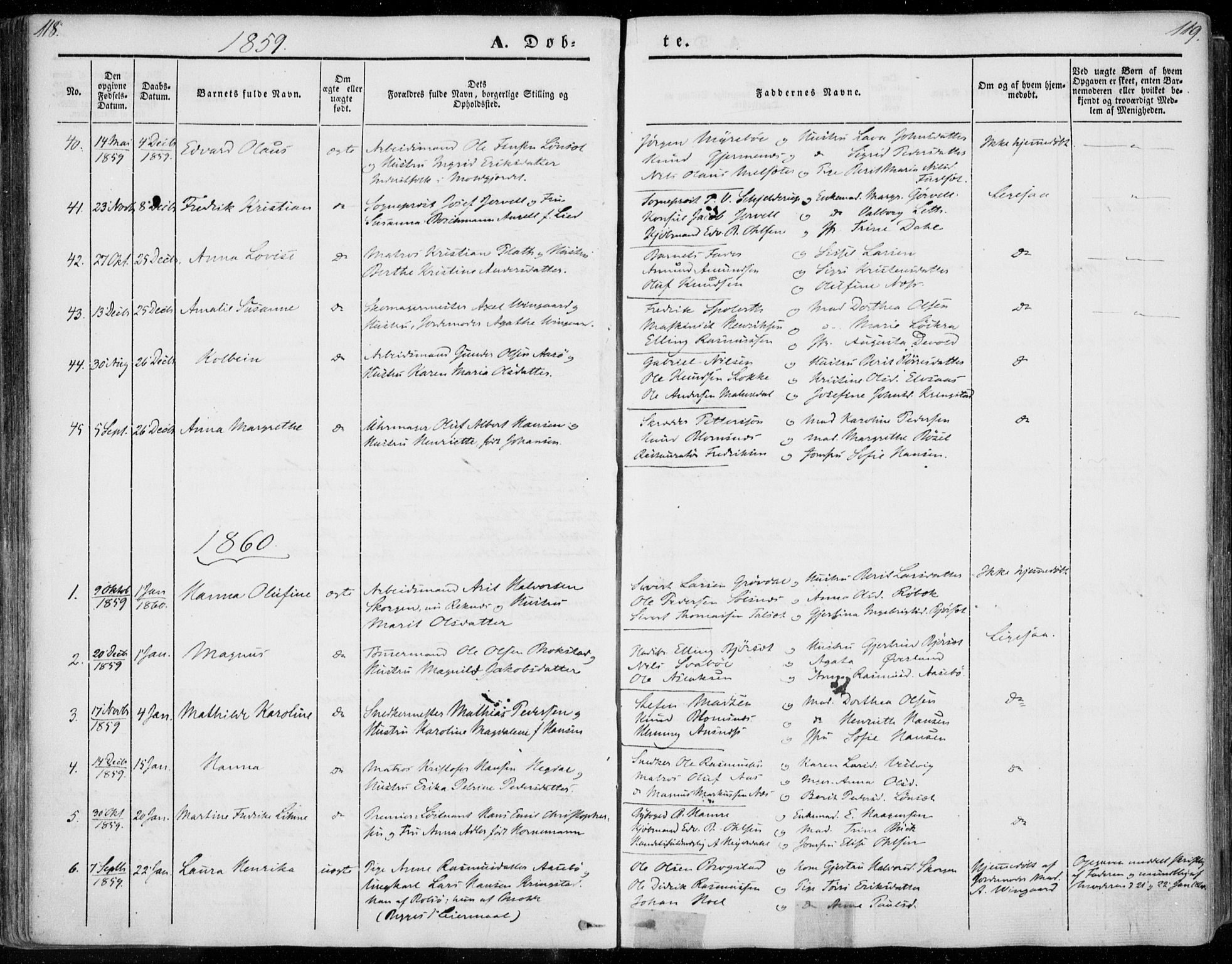 Ministerialprotokoller, klokkerbøker og fødselsregistre - Møre og Romsdal, SAT/A-1454/558/L0689: Parish register (official) no. 558A03, 1843-1872, p. 118-119