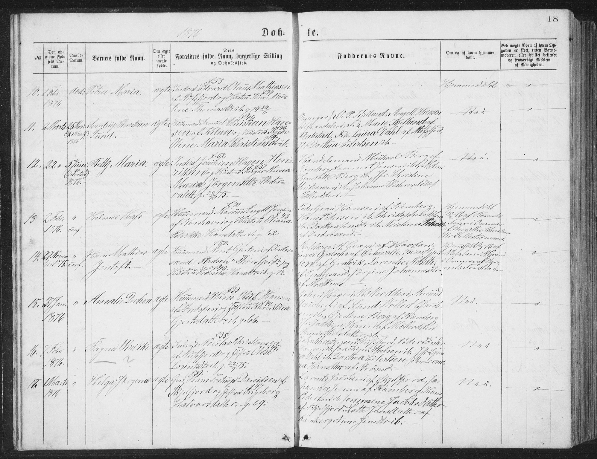 Ministerialprotokoller, klokkerbøker og fødselsregistre - Nordland, AV/SAT-A-1459/885/L1213: Parish register (copy) no. 885C02, 1874-1892, p. 18