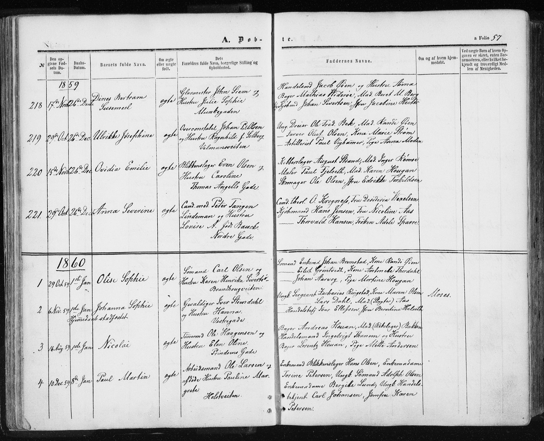 Ministerialprotokoller, klokkerbøker og fødselsregistre - Sør-Trøndelag, SAT/A-1456/601/L0053: Parish register (official) no. 601A21, 1857-1865, p. 57