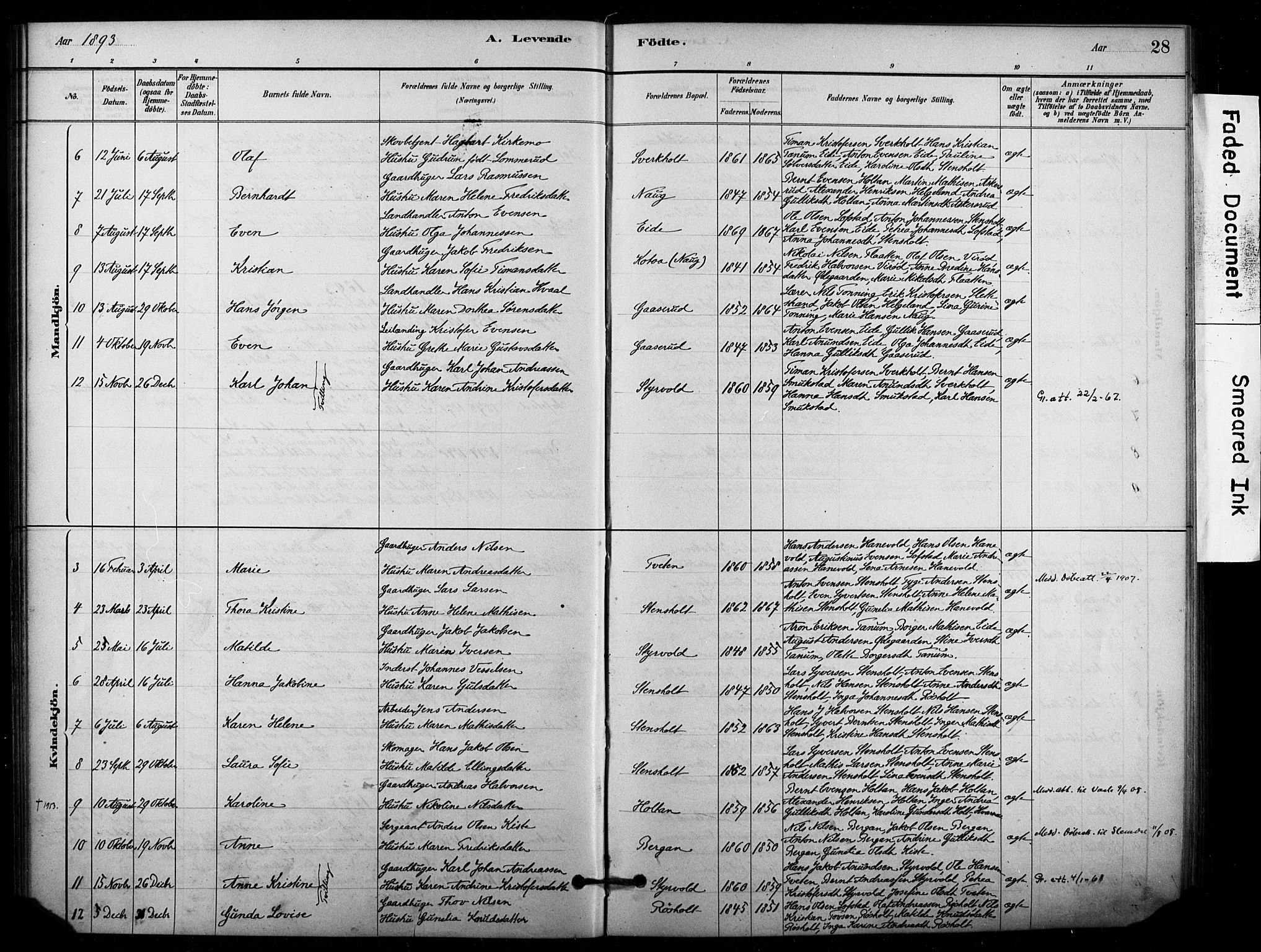 Lardal kirkebøker, AV/SAKO-A-350/F/Fd/L0001: Parish register (official) no. IV 1, 1881-1907, p. 28