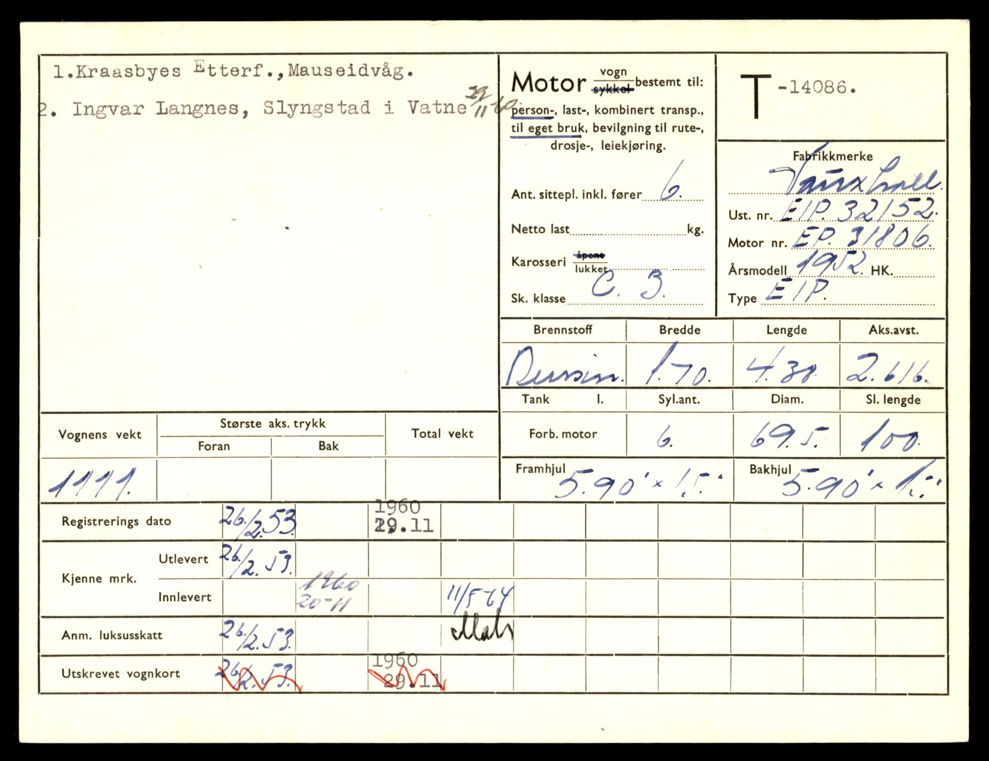 Møre og Romsdal vegkontor - Ålesund trafikkstasjon, AV/SAT-A-4099/F/Fe/L0043: Registreringskort for kjøretøy T 14080 - T 14204, 1927-1998, p. 159