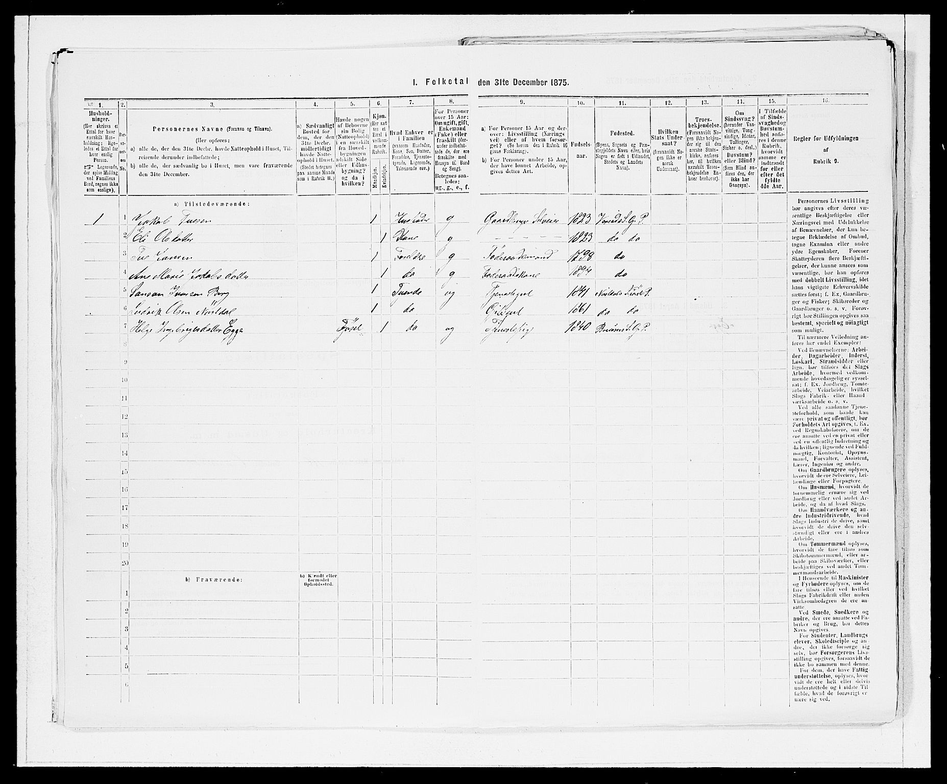 SAB, 1875 Census for 1445P Gloppen, 1875, p. 864