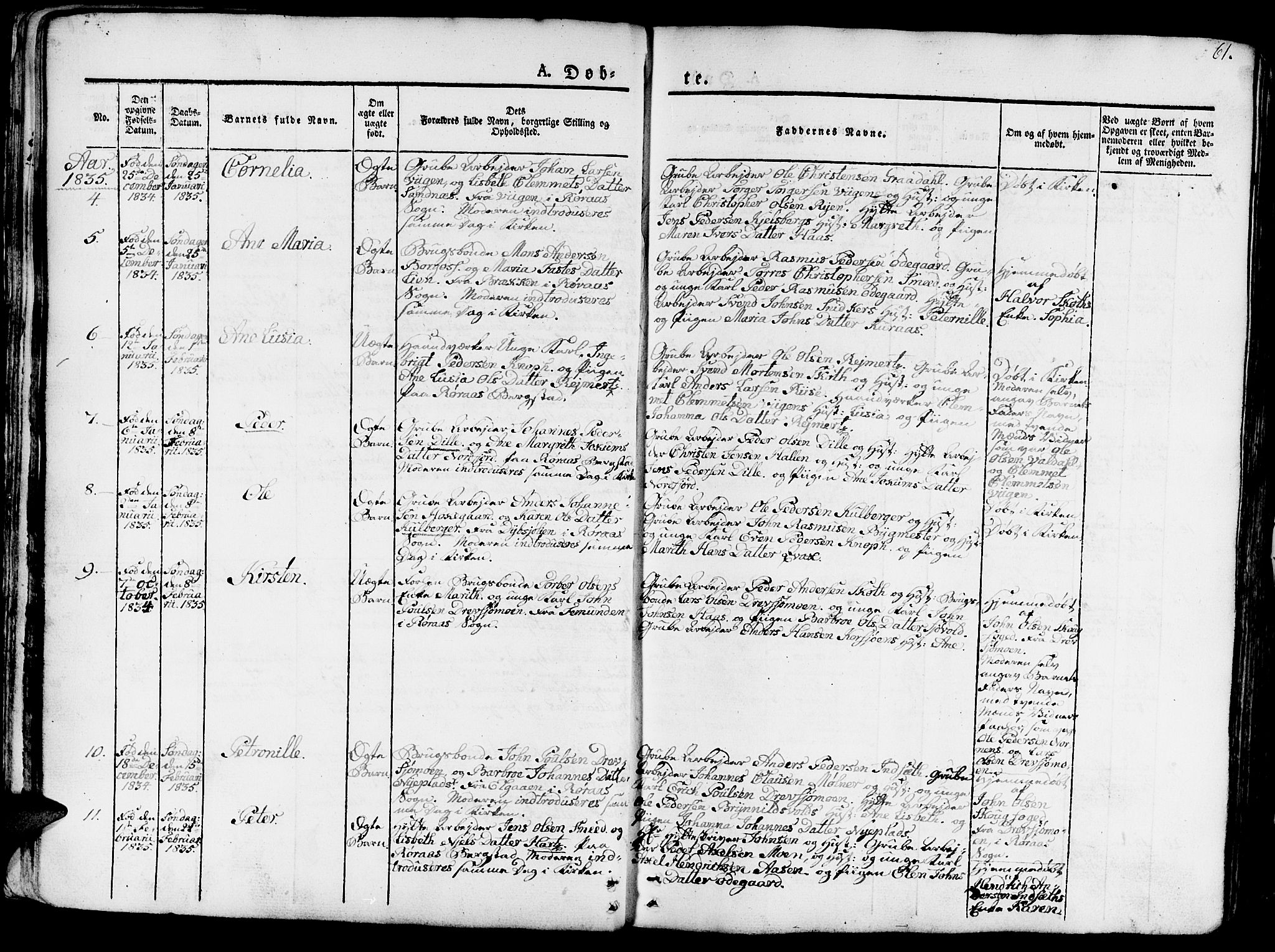 Ministerialprotokoller, klokkerbøker og fødselsregistre - Sør-Trøndelag, SAT/A-1456/681/L0938: Parish register (copy) no. 681C02, 1829-1879, p. 61