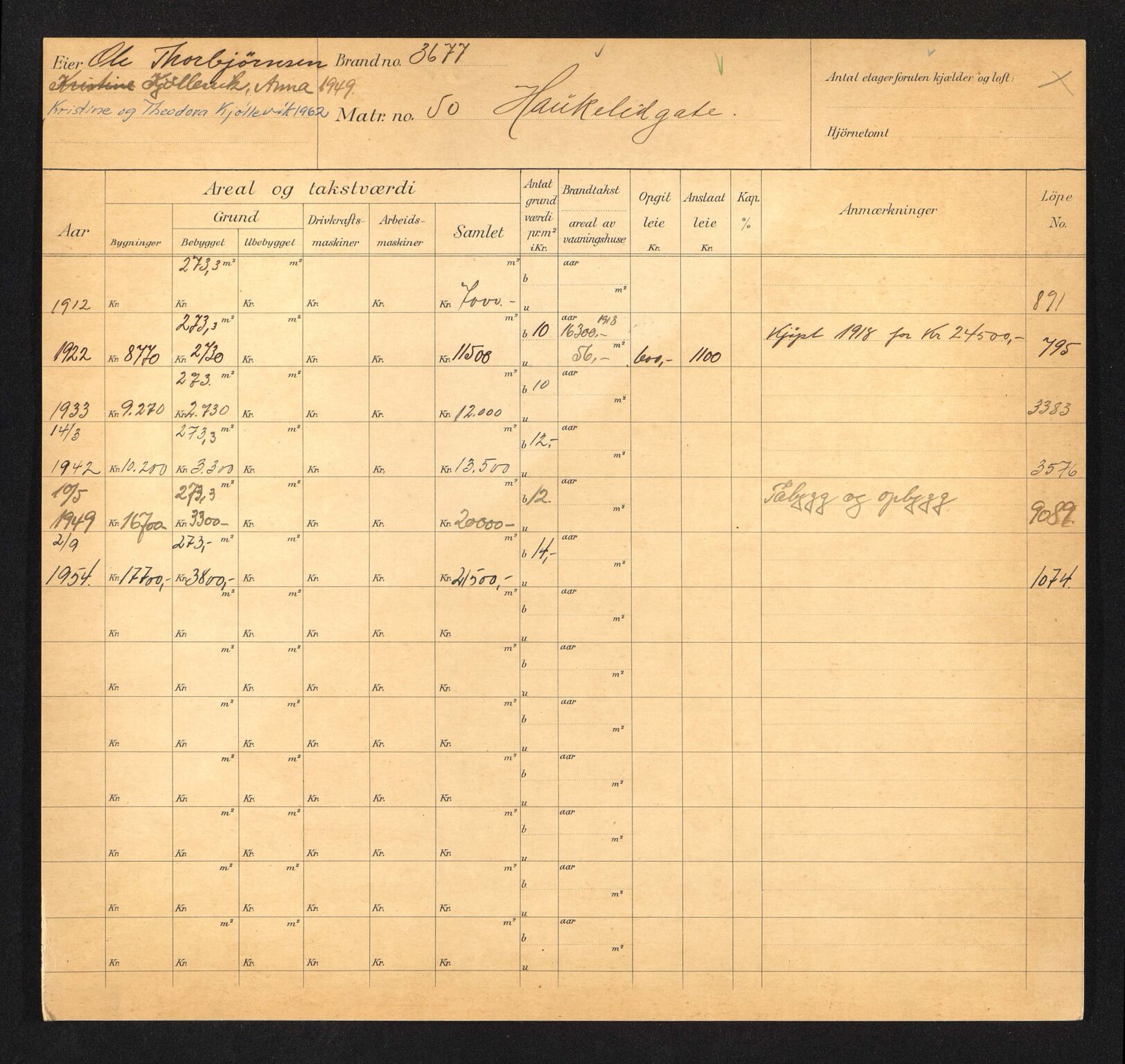 Stavanger kommune. Skattetakstvesenet, BYST/A-0440/F/Fa/Faa/L0017/0002: Skattetakstkort / Haukeligata 50 - 70