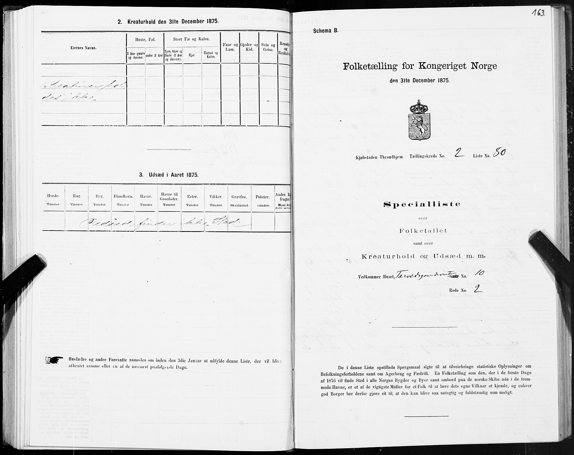 SAT, 1875 census for 1601 Trondheim, 1875, p. 2163