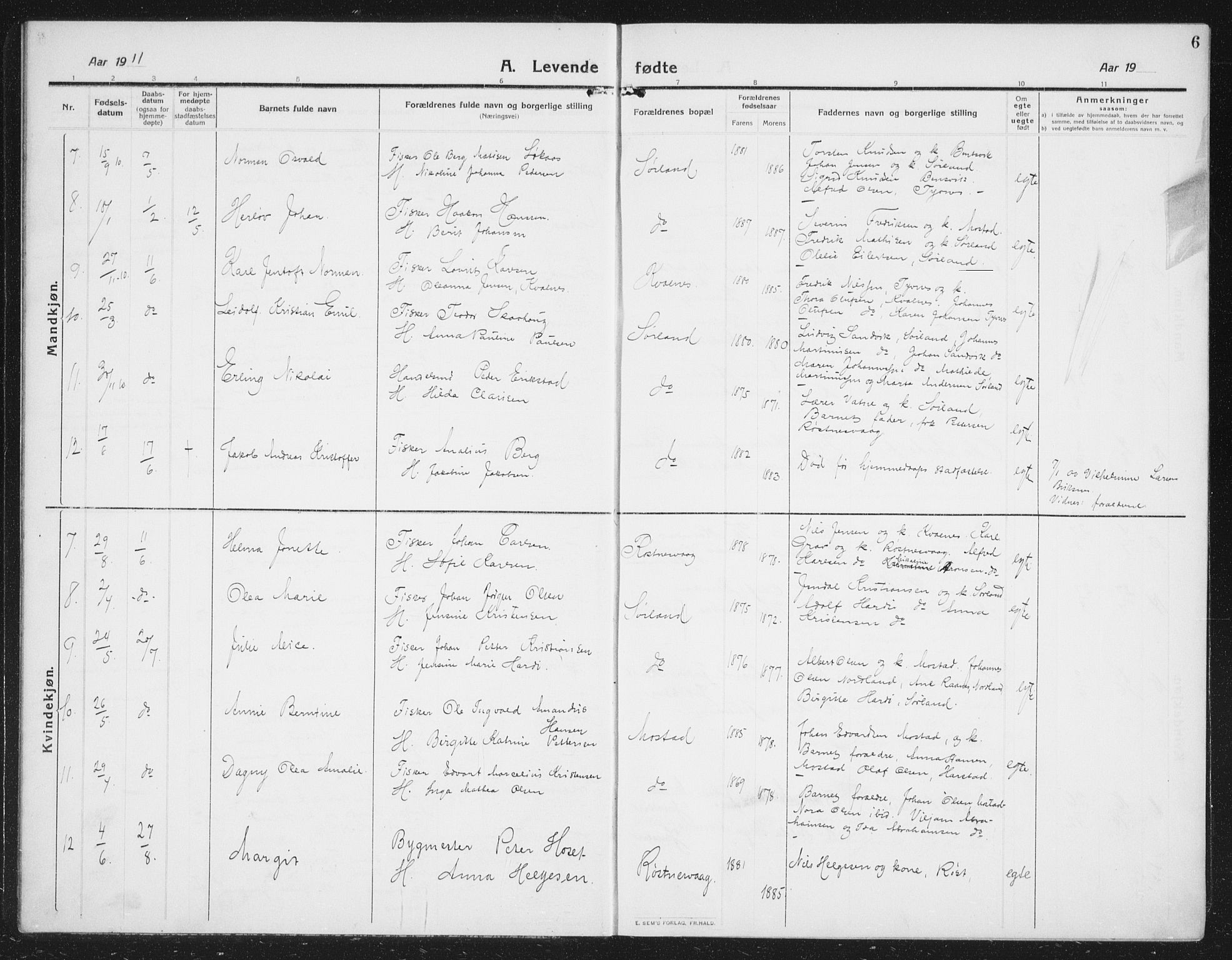 Ministerialprotokoller, klokkerbøker og fødselsregistre - Nordland, AV/SAT-A-1459/807/L0124: Parish register (copy) no. 807C02, 1910-1935, p. 6