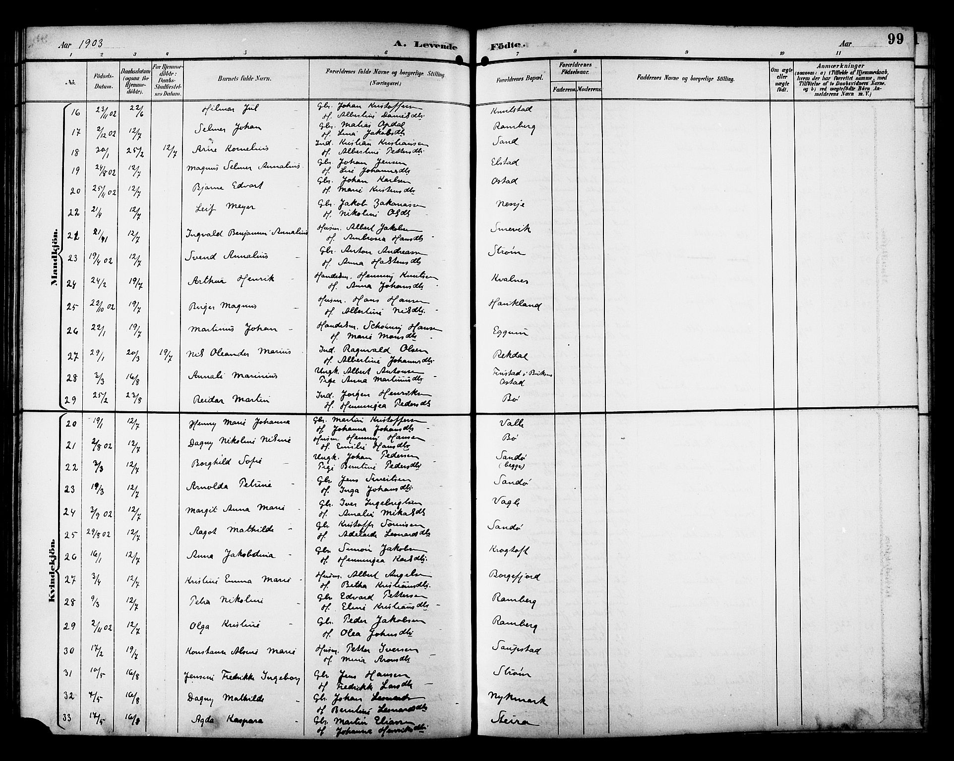 Ministerialprotokoller, klokkerbøker og fødselsregistre - Nordland, AV/SAT-A-1459/880/L1141: Parish register (copy) no. 880C03, 1893-1928, p. 99