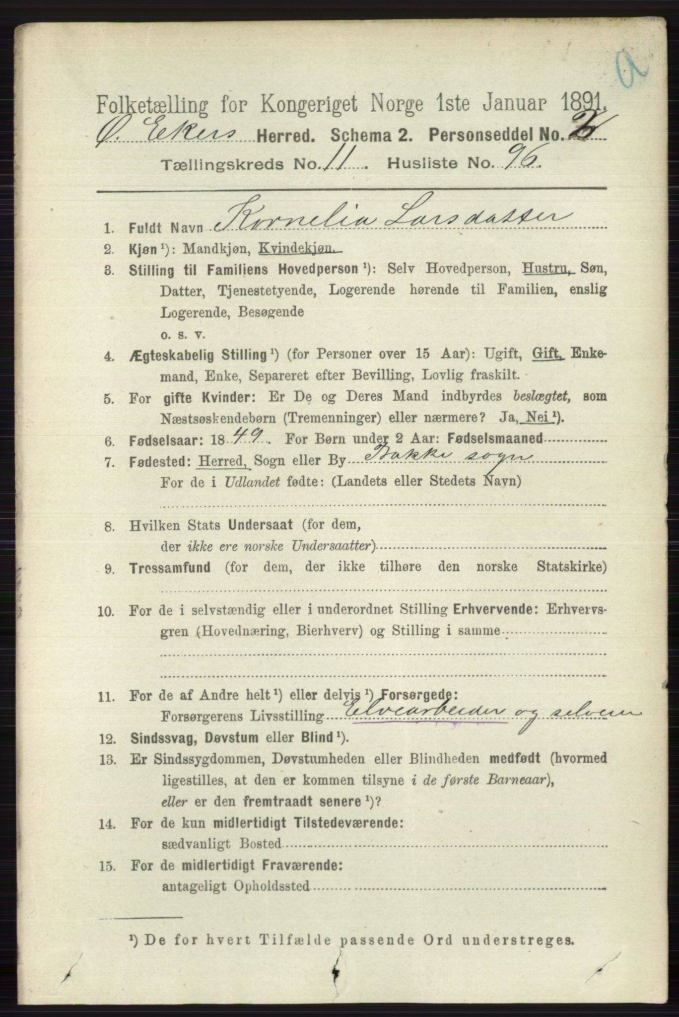 RA, 1891 census for 0624 Øvre Eiker, 1891, p. 5189